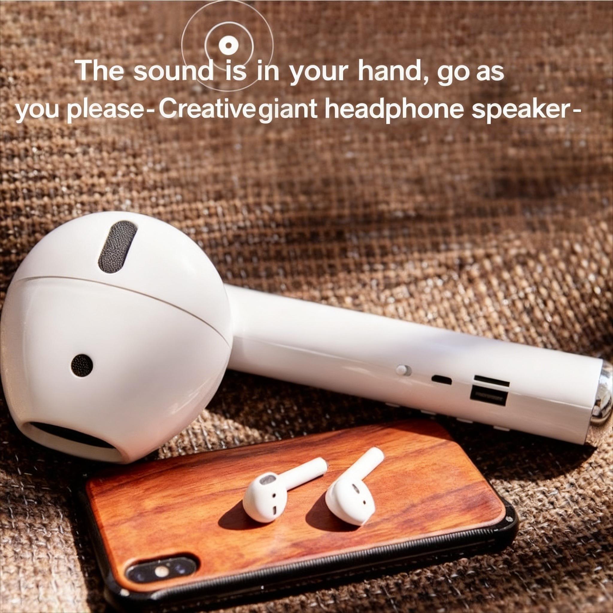 Wireless Earphone Shape Speaker, USB Charging, Microphone, Fm Radio, TF Card Support, Portable Speaker, Ideal for On-The-Go Use