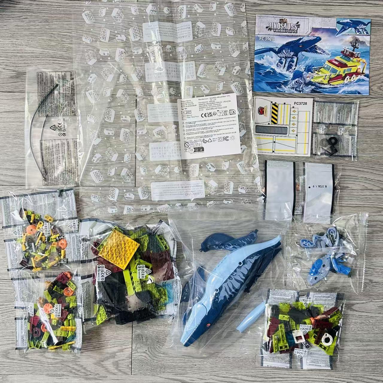 Jurassic Dinosaur Exploration Building Set, Deep Sea Escape, Assemble Mosasaurus Spinosaurus, Animal Shape, Abs Plastic, Toy Gift