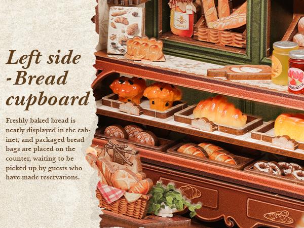 CUTEBEE MRS.HUNT BAKERY DIY Miniature Dollhouse  – Wooden Furniture Kit, Creative Handmade Room Decor for Teens & Adults | Holiday, Birthday & Christmas Gift, Dust Cover