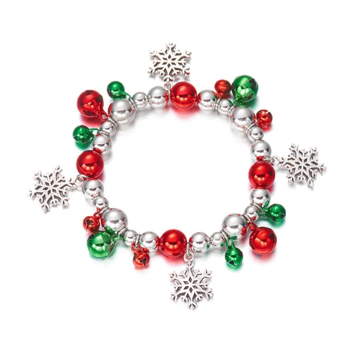 Xmas Tree Santa Claus Snowman Bracelet Snowflake Wreath Sock Red Green Bells Beaded Bangle Jewelry Christmas Gift For Women Men