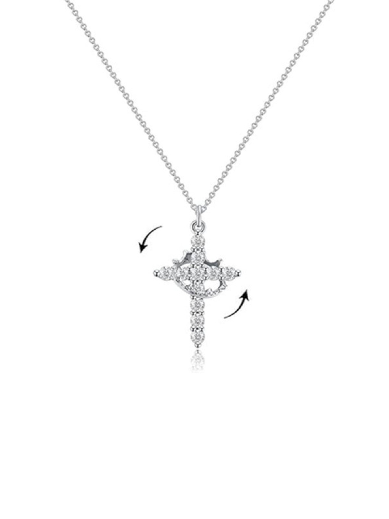 Elegant Rhinestone Cross Pendant Necklace, Fashionable Women's Jewelry, European Style Trendy Accessory, Versatile Lockbone Chain
