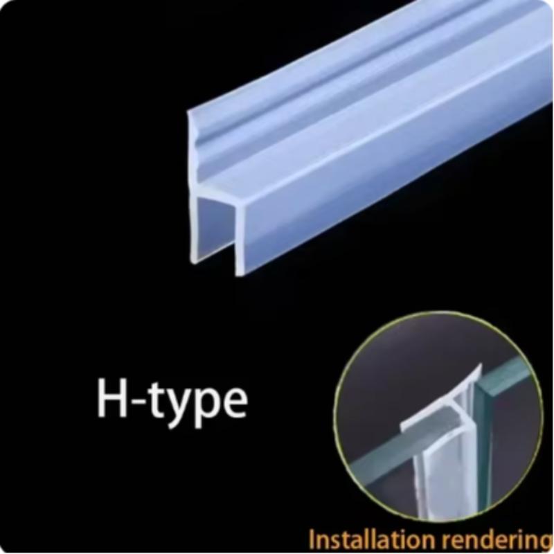 78.74 Inch H/f/u Type Sealing Strip for 8mm Glass Door, Glass Shower Door Bottom Seal, Shower Stall Windproof Seal, Office Balcony Window Sealing Tape, No Glue Needed