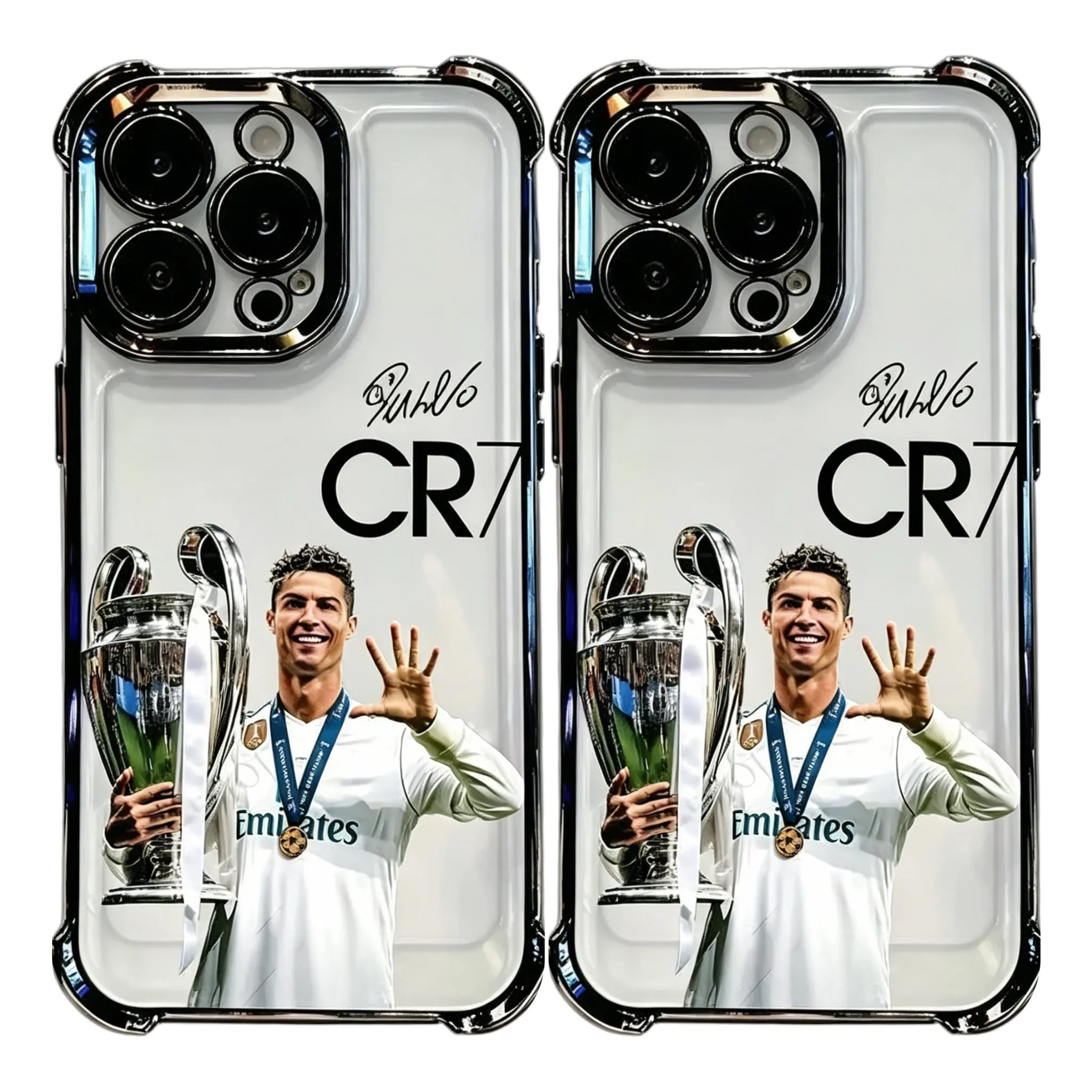 CR7 Cristiano Ronaldo Phone Case - Football Star Champions League Design, Shockproof Transparent Soft Cover for iPhone 17/16/15/14/13/12/11 Pro Max/X/XR/XS Max/7/8 Plus & Samsung Galaxy S25/S24/S23/S22/S21 Ultra/Plus