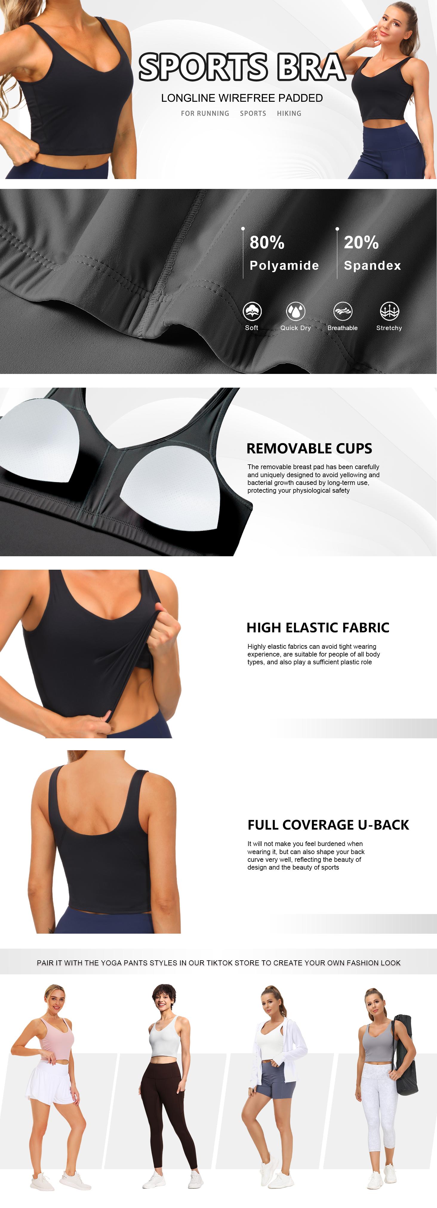 THE GYM PEOPLE Sports Bra for Women Longline Padded Bra Yoga Crop Tank Tops Fitness Workout Running Top THE GYM PEOPLE Sports Bra for Women Longline Padded Bra Yoga Crop Tank Tops Fitness Workout Running Top
