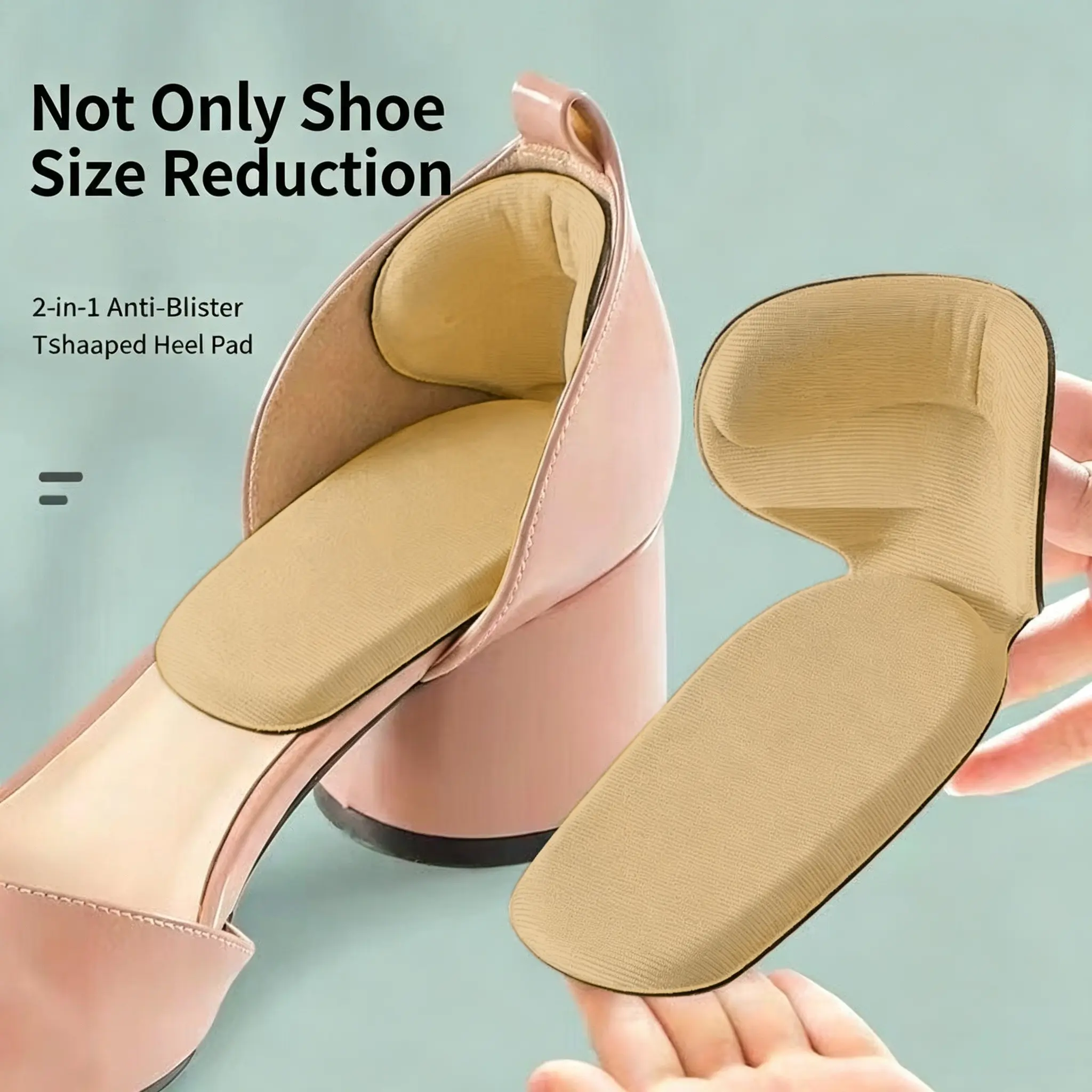 Size Reducing Heel Pads Heel Liners With Double Cushion Heel Protection, Peel Off Without Residue, Foot Care Accessories for Daily Commuting