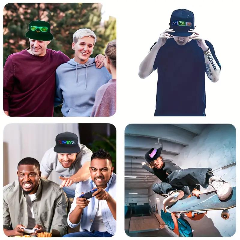 LED Hat, Bluetooth Editable Message Display Party Black Hat, LED Screen Smart Adjustable Party LED Baseball Cap, Thanksgiving & Christmas Decoration Gift, Party Event Props