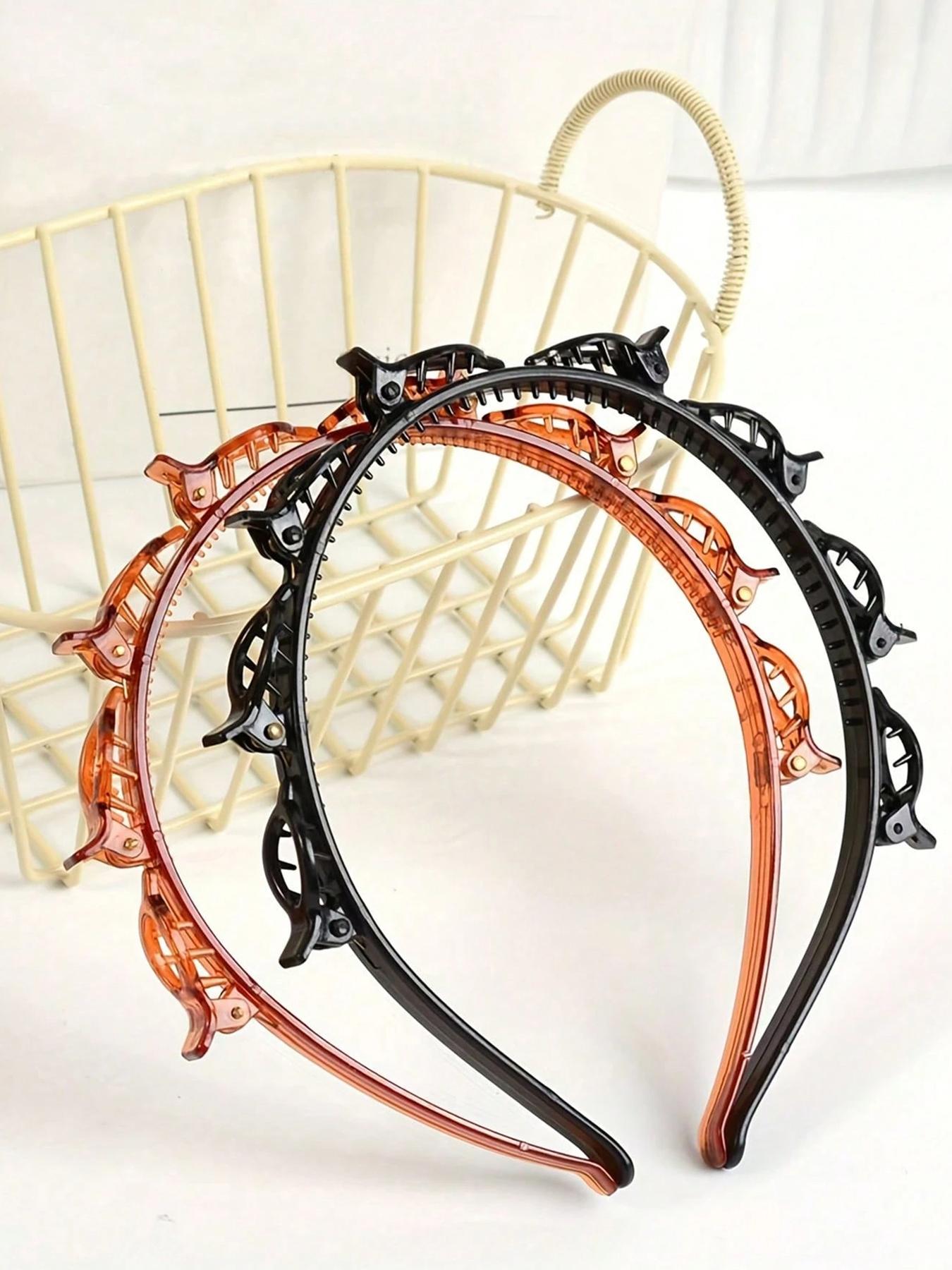 Women's Elegant Minimalist Hair Hoops with Clips, Trendy Simple Style Hair Hoops, Chic All-match Hair Accessories for Hairstyle Decor, Hair Braid Headband