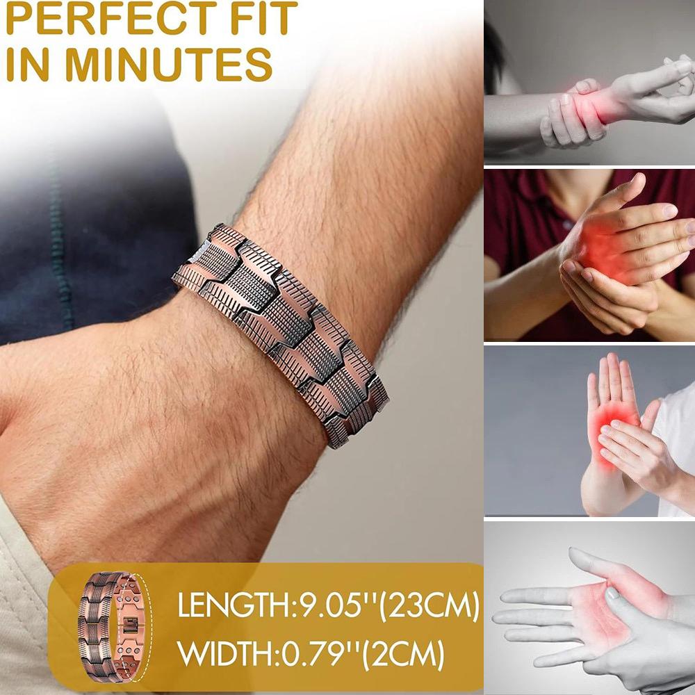 3x Men's Copper Bracelet Triple Super Magnet, Magnetic Bracelet with Adjustable Size Tool, Relieves Joint Pain and Improves Energy Circulation  Strong Magnetic Bracelet Men's Valentine's Day Father's Day Jewelry Gift