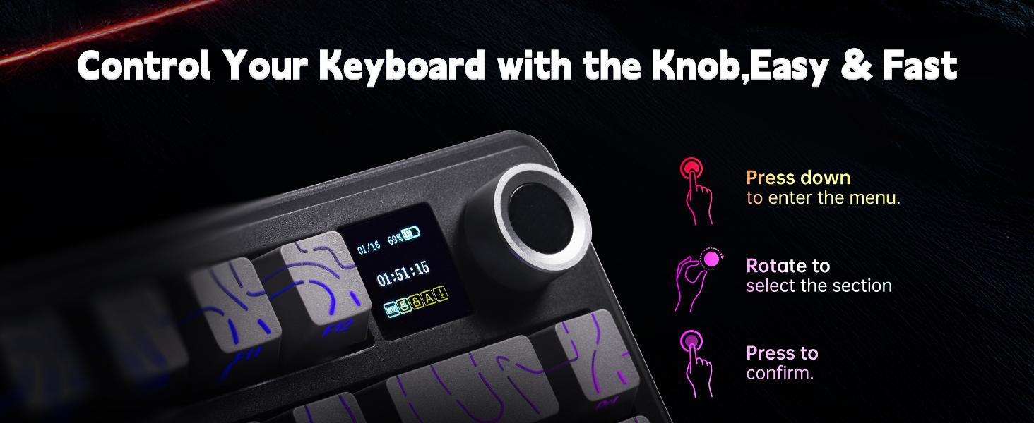 Aula F75 MAX Wireless Mechanical Keyboard with TFT Screen and Knob, Gasket Keyboard in 75% Layout, Hot Swappable Gaming Keyboard for PC/Mac/Linux