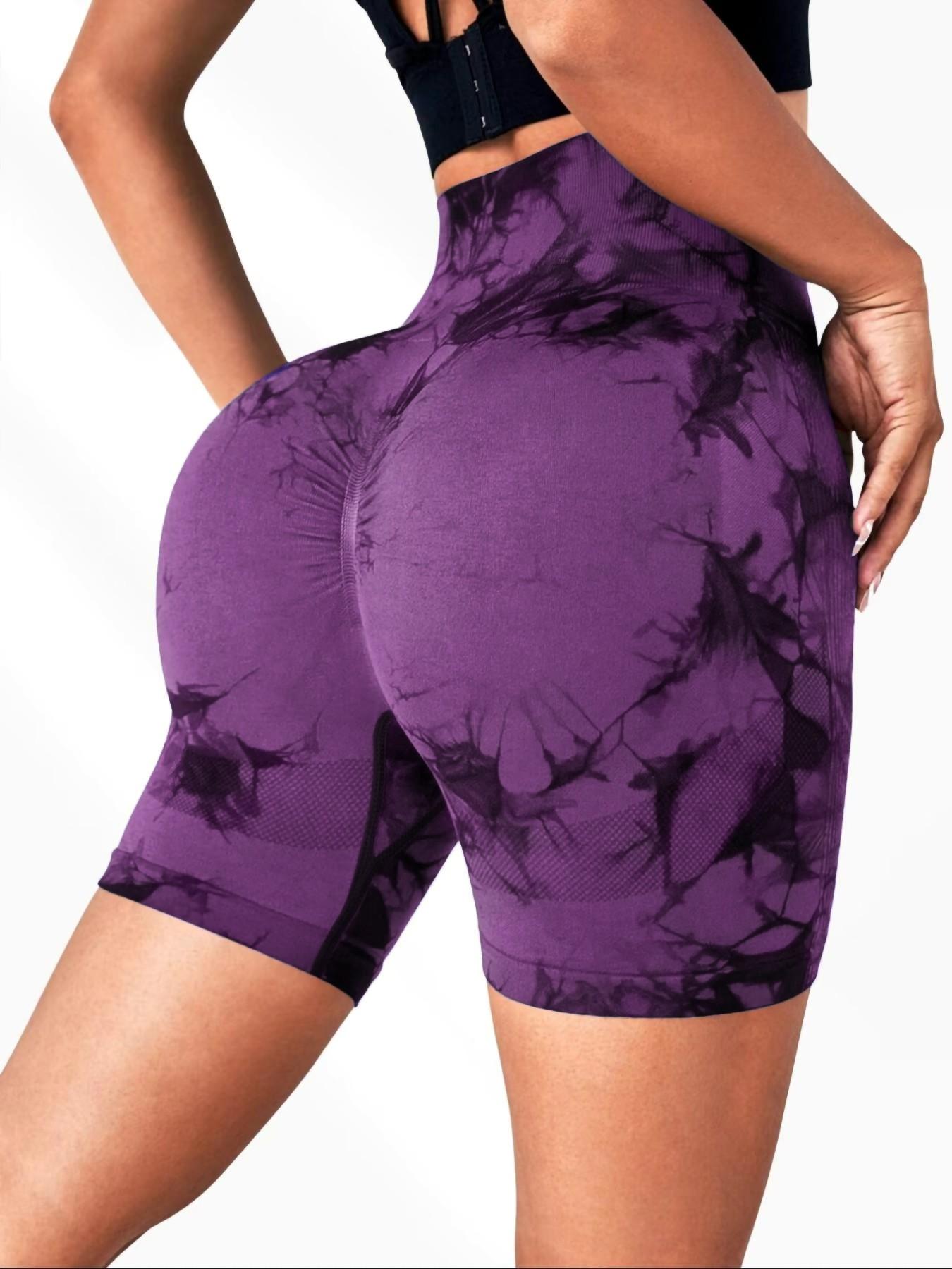 Women's High Waist Tie Dye Yoga Shorts, Elastic High Waist Butt Lifting Sport Pants, Seamless Slim Fit for Yoga and Running