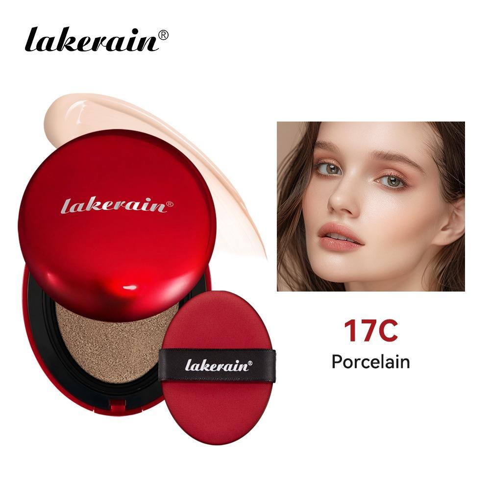 lakerain Red Case Cushion Foundation Full Coverage Lightweight Satin Glow Foundation Moisturizing Hydrating Long-lasting Cushion BB Cream Beauty Cosmetics Moisturizer Base