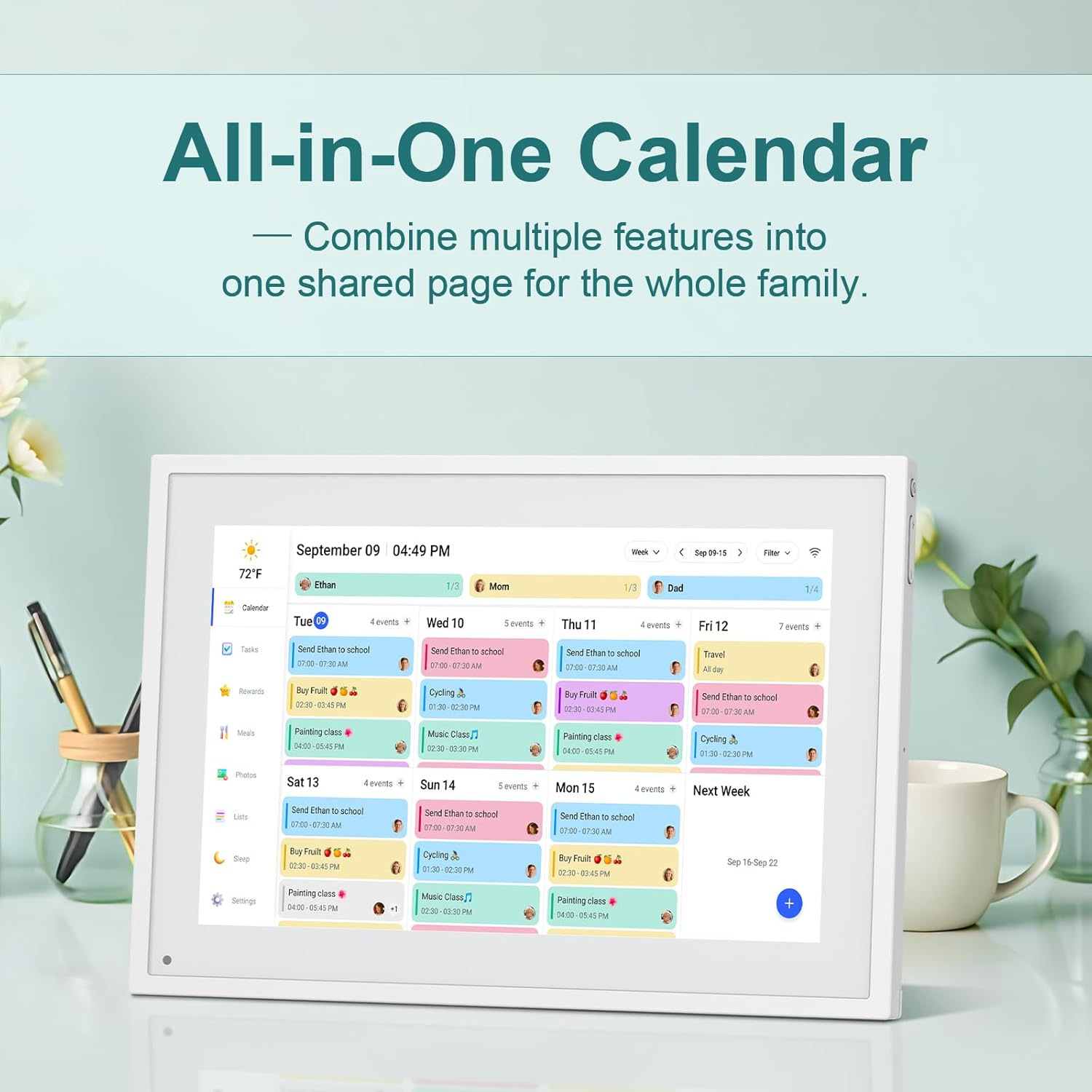 Digital Calendar, 10.1inch  WiFi Digital Calendar&Chore Chart,  Screen  Display for Family Schedules, Share Moments Instantly from Anywhere, Gifts for Women Mom