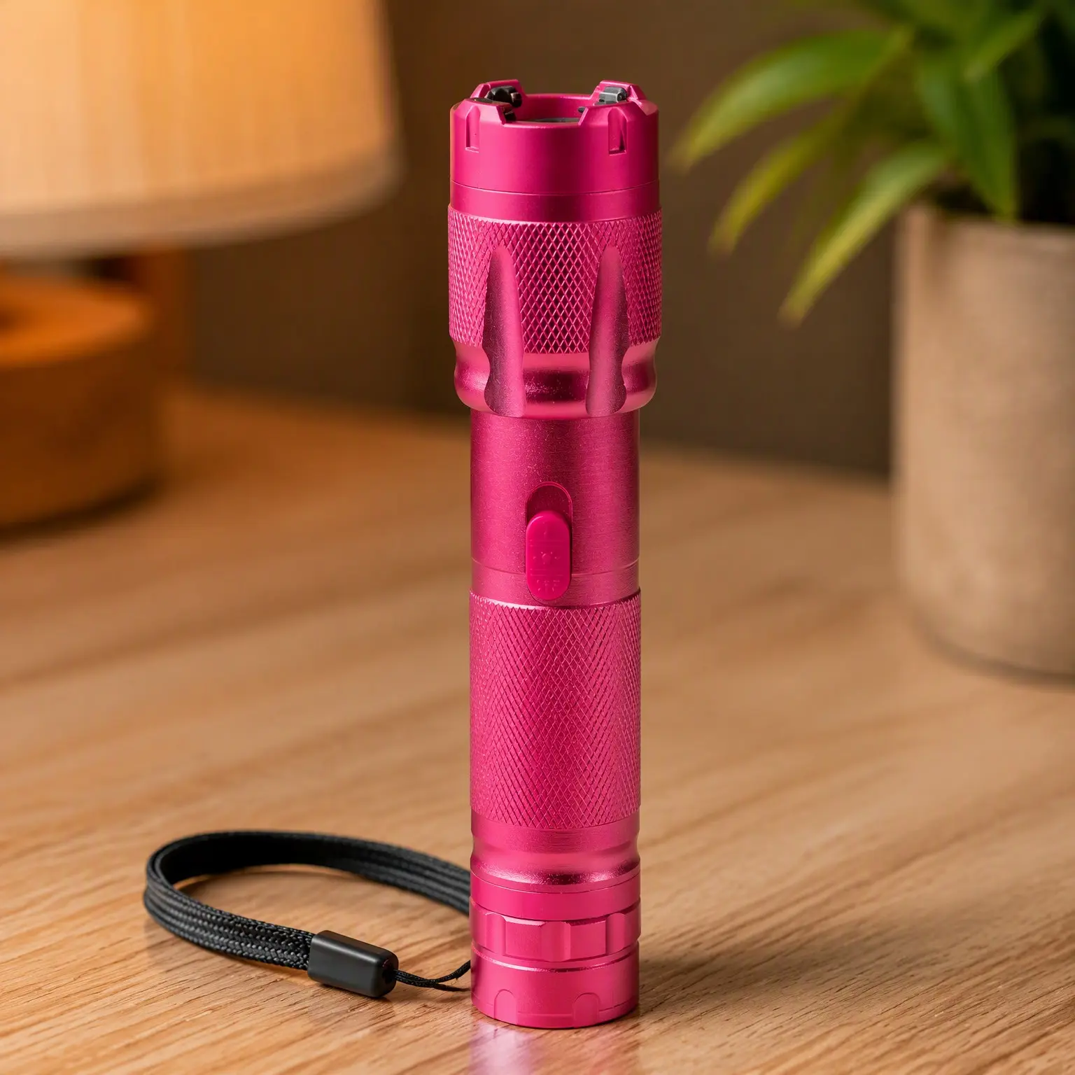 Aluminum Stun Gun for Self Defense Rechargeable with LED Flashlight, Pink