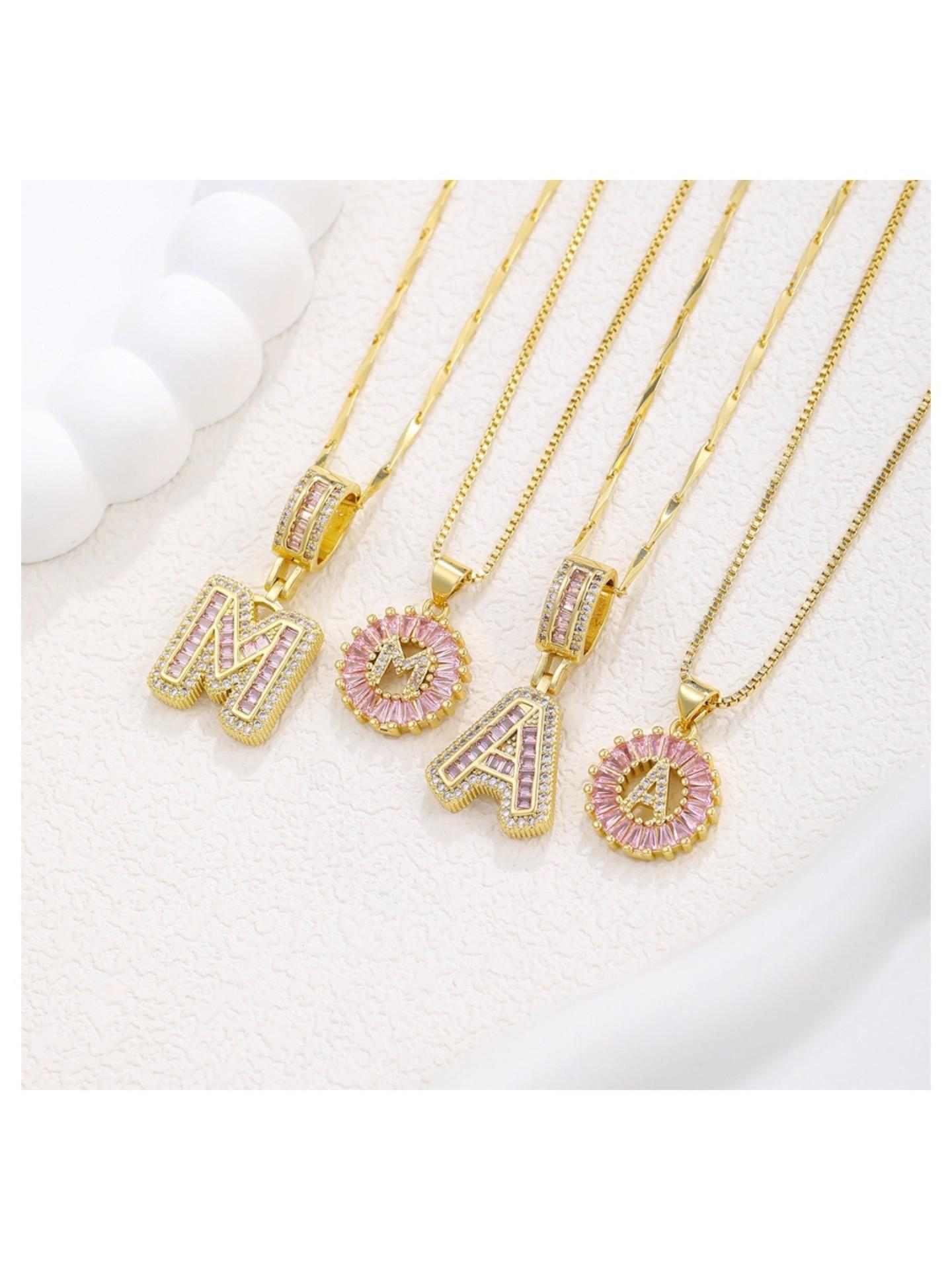 2-Piece Initial Pendant Necklace Set, 14k Adjustable Chain, Fashion Layered Jewelry, Perfect Gift for Women, All Seasons