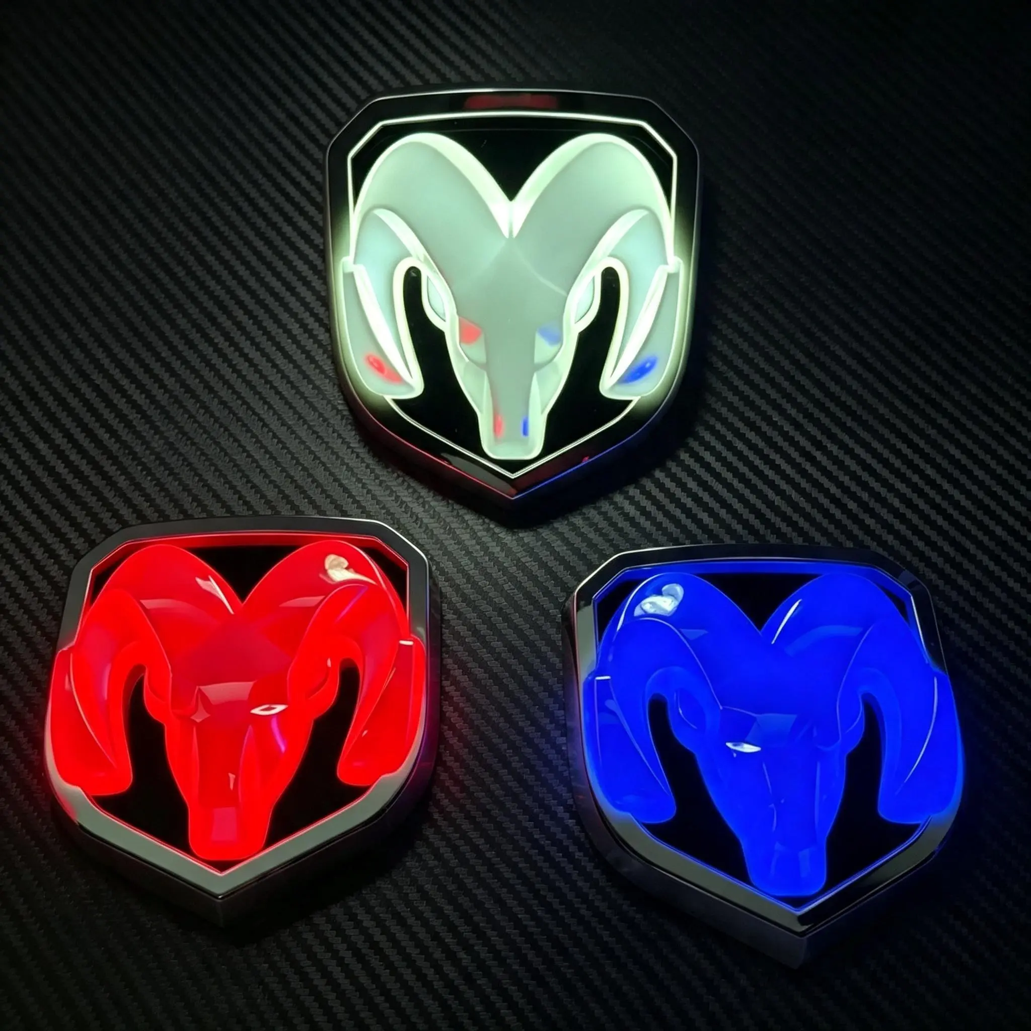 Illuminated LED Emblem Replacement Accessories For Dodge Ram Trucks, Custom Front Grille Badge And Rear Logo Lighting Set, Waterproof Exterior Decoration Parts For Drivers Wanting A Distinctive Pickup Appearance