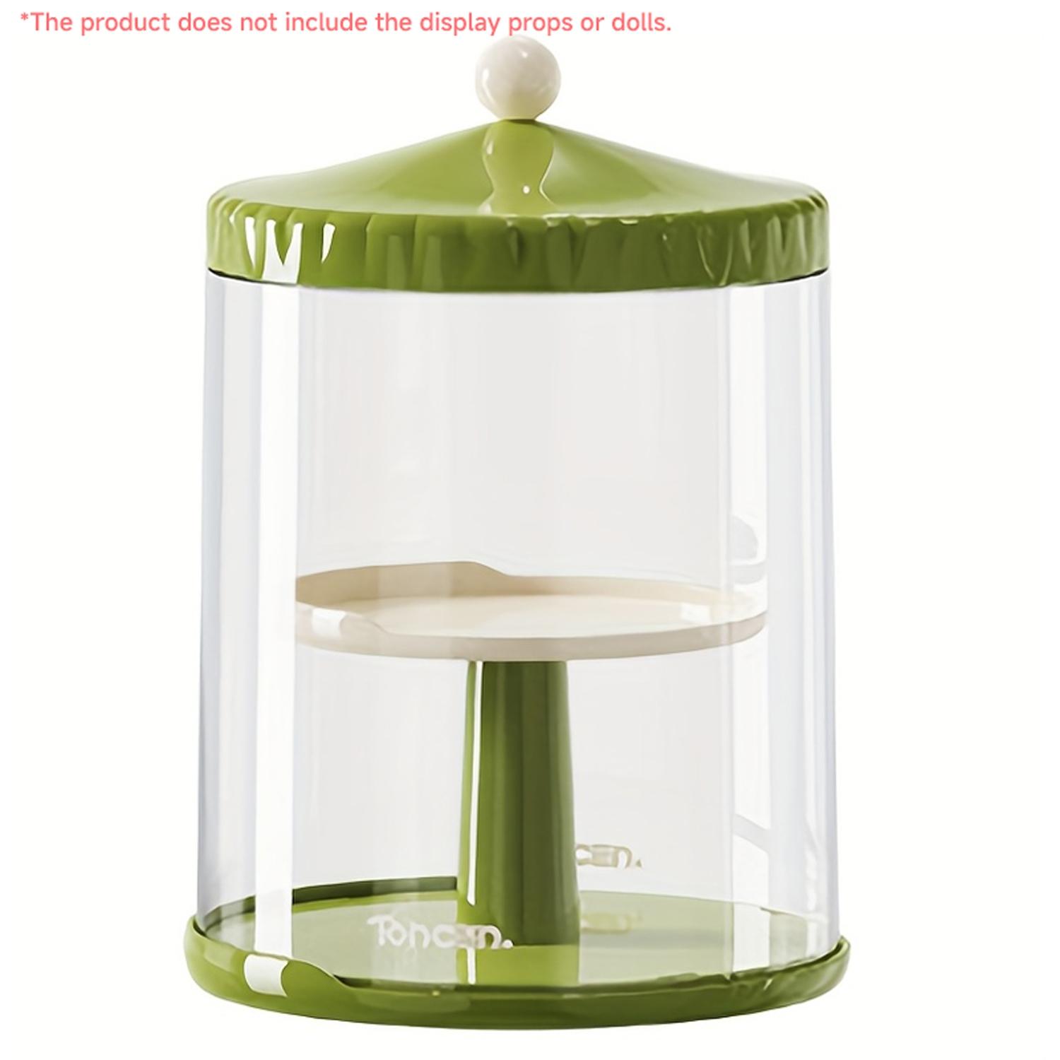 Handheld Doll Display Case, 360-Degree Rotating Base, Stackable Collectible Figurines Storage Box, Watch Jewelry Showcase, Collectible Organizer