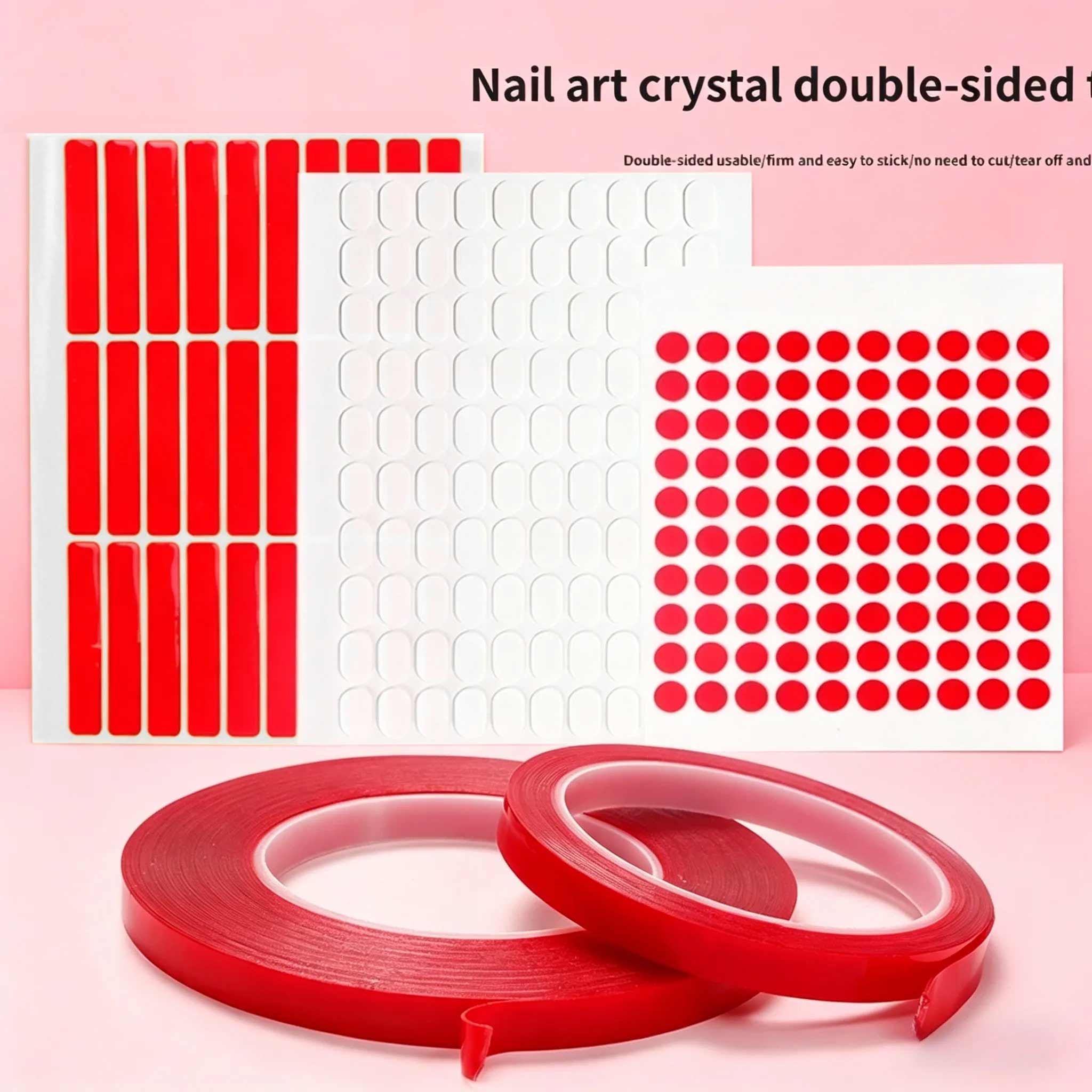 100pcs/30pcs/10m/3m Nail Adhesive Tape False Nails Display Stand Glue Double-sided Pasted Practice Show Square Round Strong Sticky Glue Sticker Roll Double Sided Adhesive Tape Acrylic Transparent No Trace Sticker