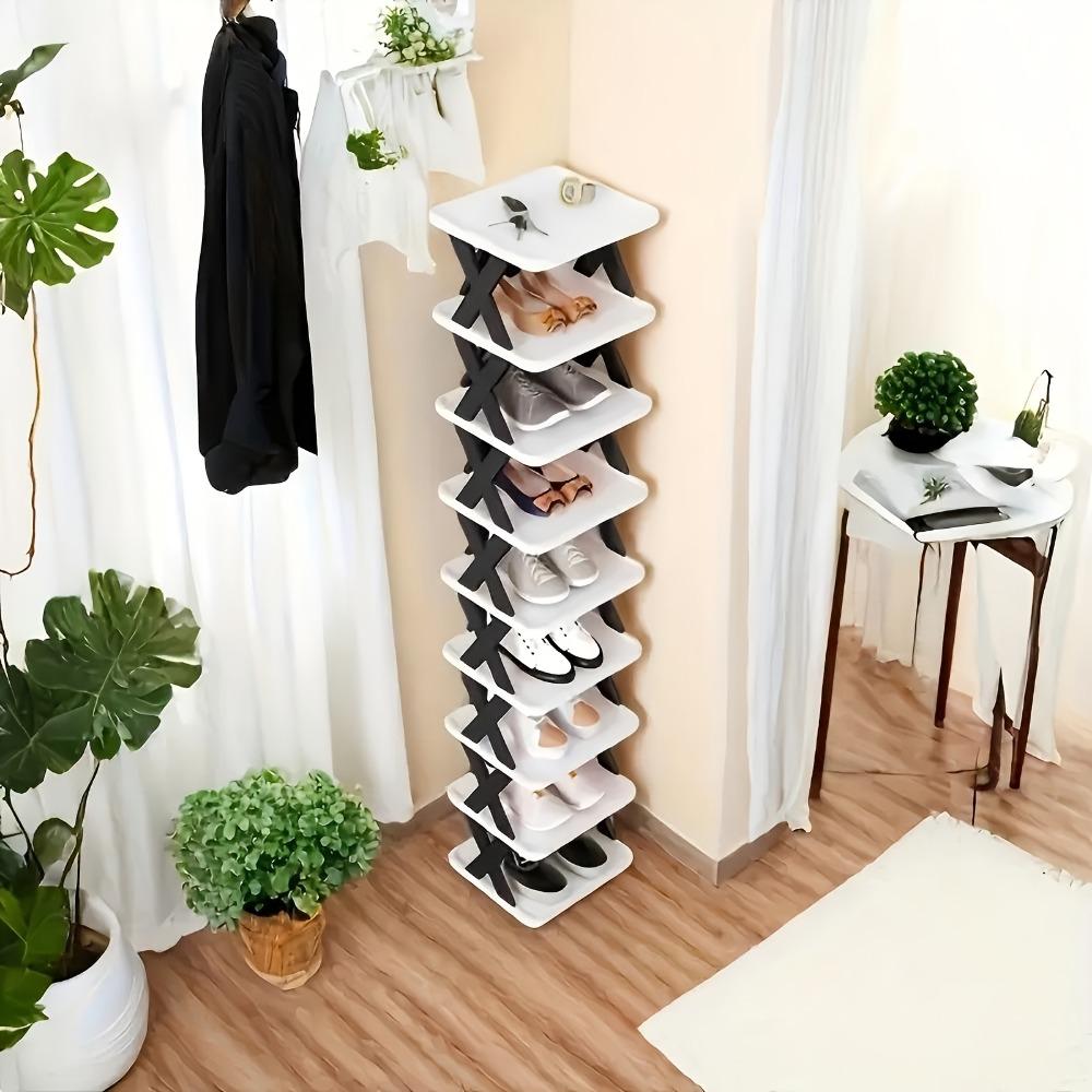 Foldable shoe rack, easy to assemble, durable material, multifunctional storage for home and dormitory, space saving, living room organizing, efficient shoe storage, standalone unit, student dormitory, home storage