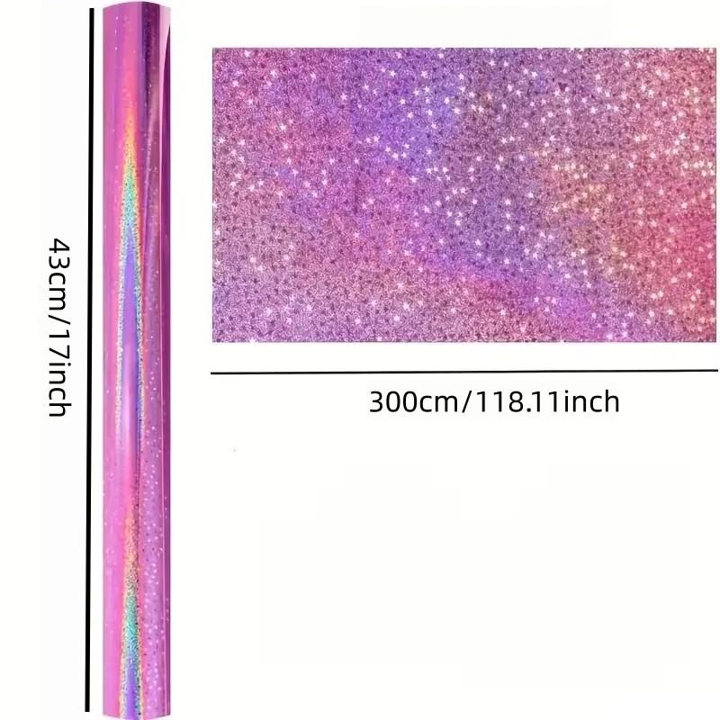 Gradient Holographic Star Glitter Paper, 16.93x118.11 Inches, Shiny Craft Decorative Paper, Ideal for Art, Holiday Gift Wrapping, Waterproof
