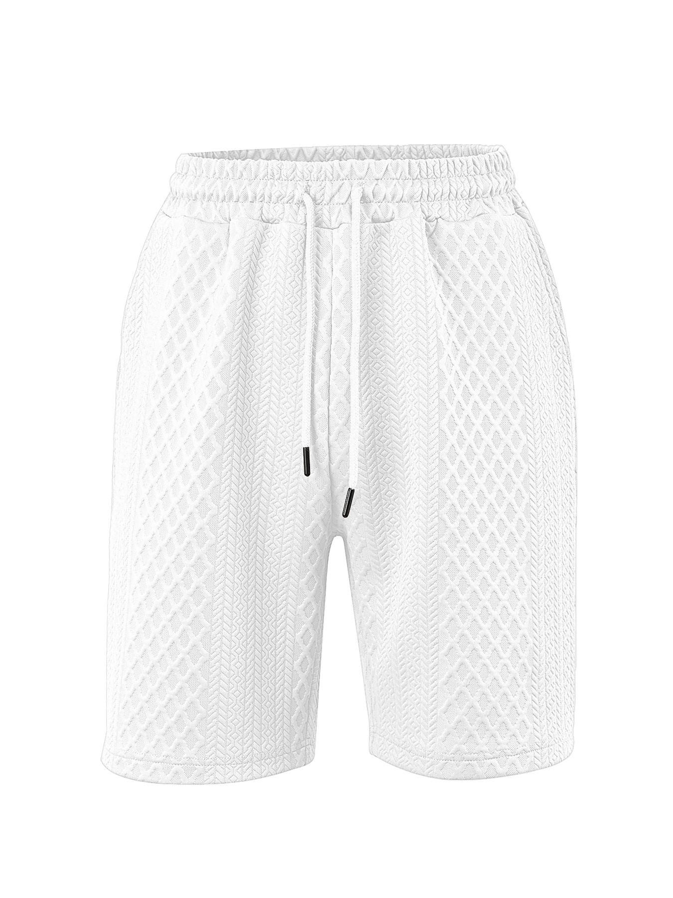 Men's Fashion Jacquard Gym Shorts, Casual Tie Waist Elastic Waist, Breathable with Pockets, Summer Beach Shorts