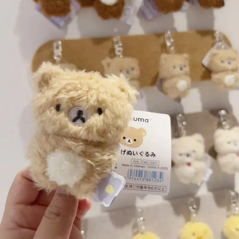 New San-x Rilakkuma Plush Keychain Curly Hair Korilakkuma Stuffed Toy Fluffy Kiiroitori Bag Charm Backpack Pendant Keyring Gifts