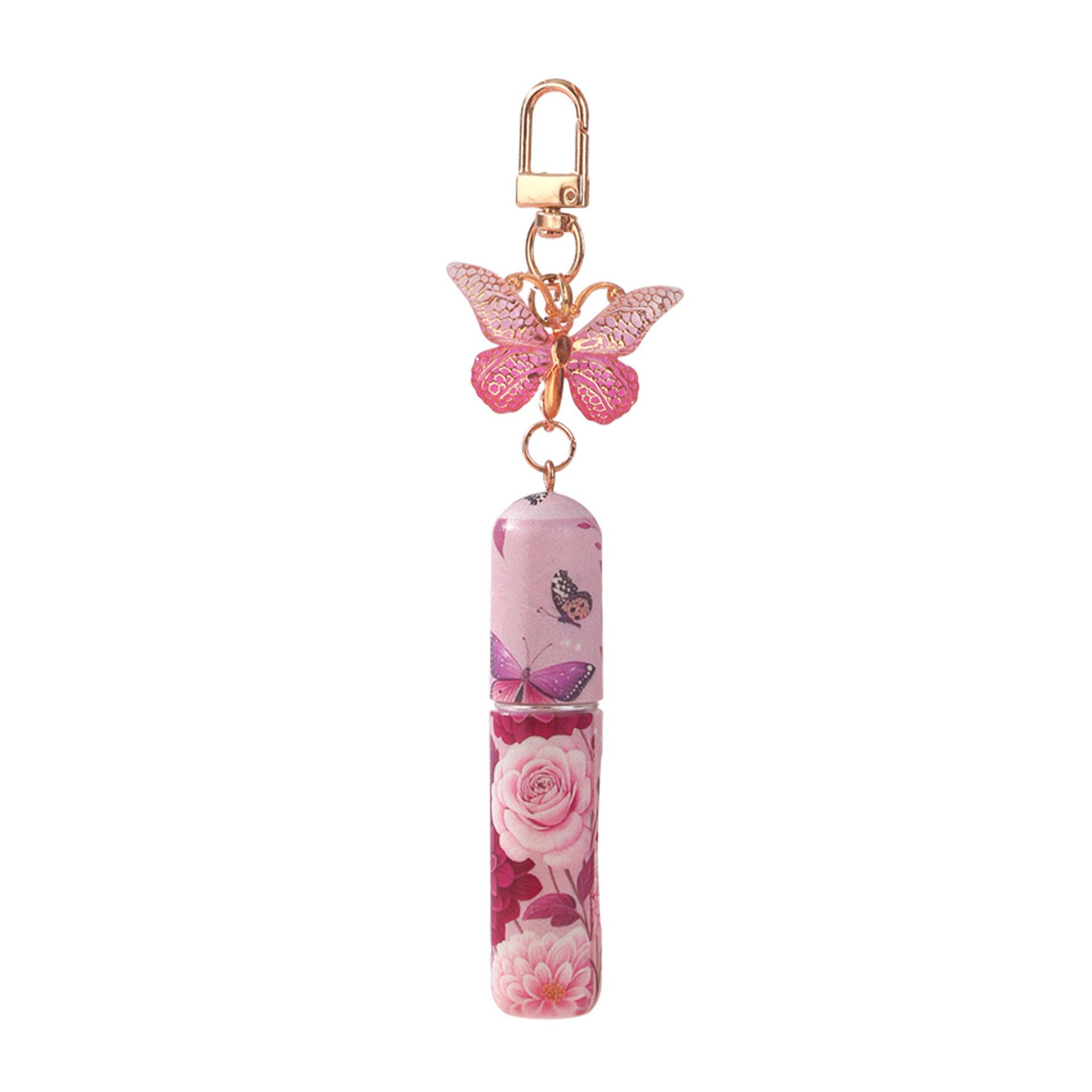5Pcs butterfly perfume refillable bottles with girly style. 5ML bottom filling design, can be used as keychain and bag charm. Portable travel size for easy fragrance refill, delicate and stylish for daily use.