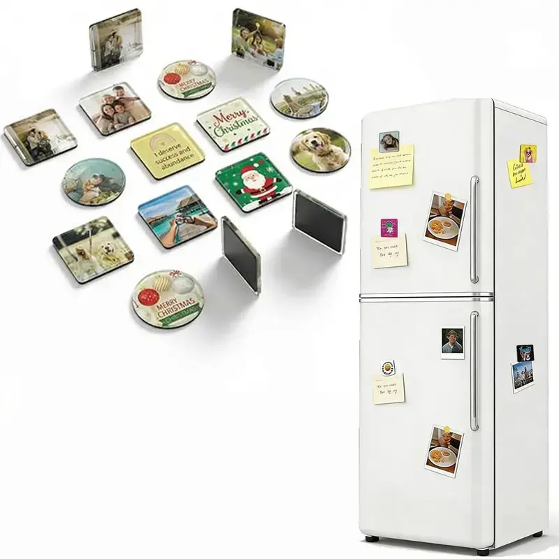 Customizable Acrylic Fridge Magnets - Cute Magnets for Fridge with Custom Photo, Logo, Text, QR Code - Event-Ready Wedding Favor & Promotional Home Decor Gift for Kitchen