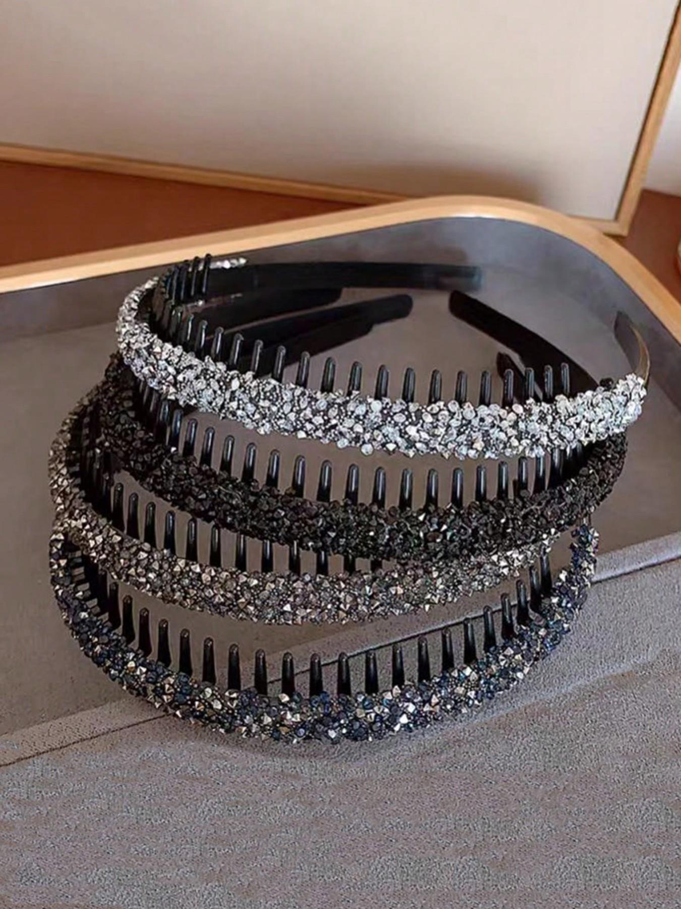 4pcs Women's Versatile Colorful Crystal Rhinestone Hair Hoops, Simple Anti-Slip Hair Accessories For Daily Use, Suitable For Washing Face, Makeup, And Travel Headbands ,Hairband For Women Headband Set