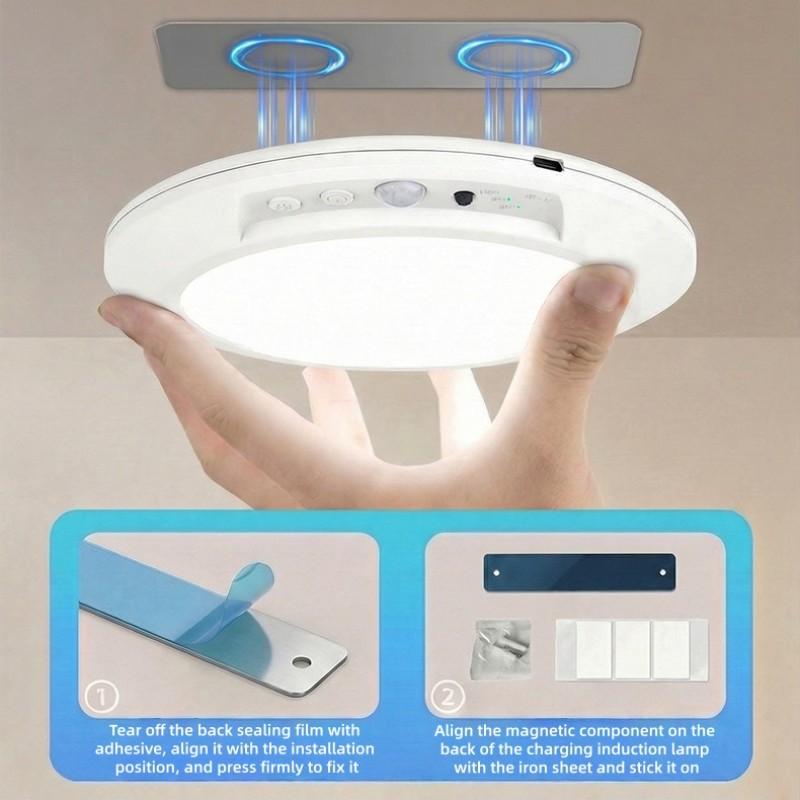 Smart Motion Sensor Ceiling Light, Indoor Lighting, Infrared Remote Control, Wireless, Automatic Dimming, Timer Switch, Color Temperature Adjustable, Type-C Charging #GLOBAL PICKS
