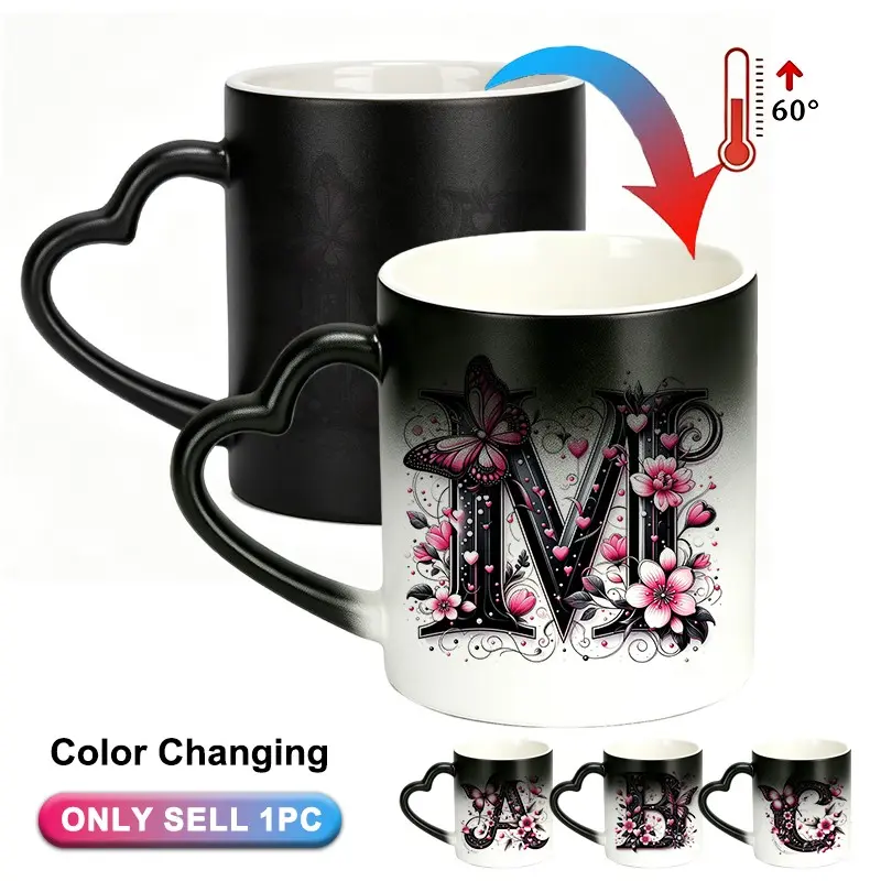 A-Z Initial Magical Mug – Funny Color Changing Ceramic Cup for Coffee and Tea, Choose Your Own Letter Design, Best Gifts for Women Birthday, Christmas Holiday Gift, Valentine's Day Love Present, Durable