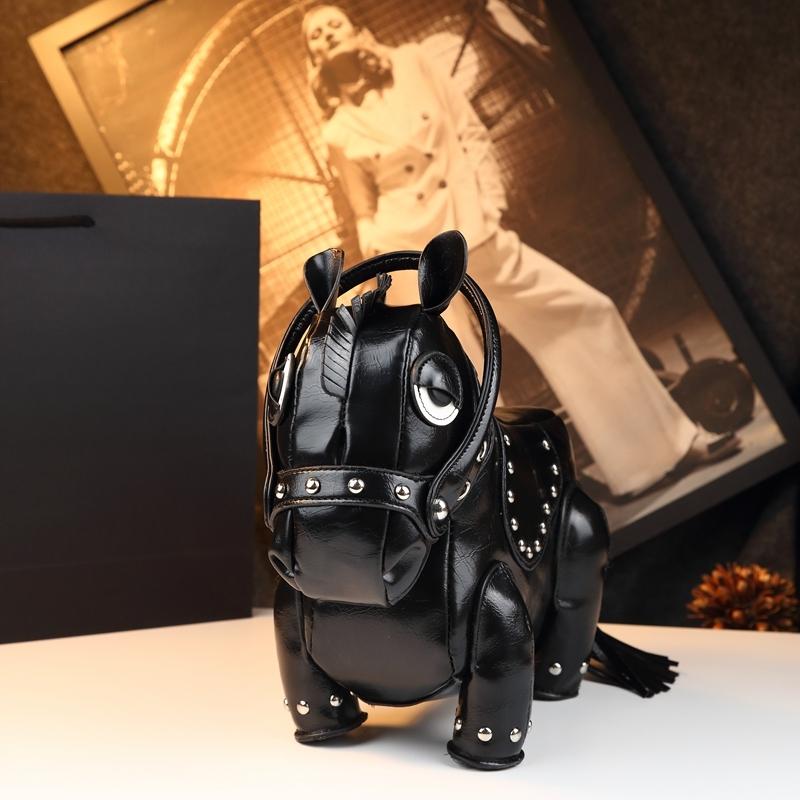 Unique Design Small Horse Bag for Women, Personalized Studs Fringe Animal Purse, Vintage Punk Style Handbag Shoulder Bag