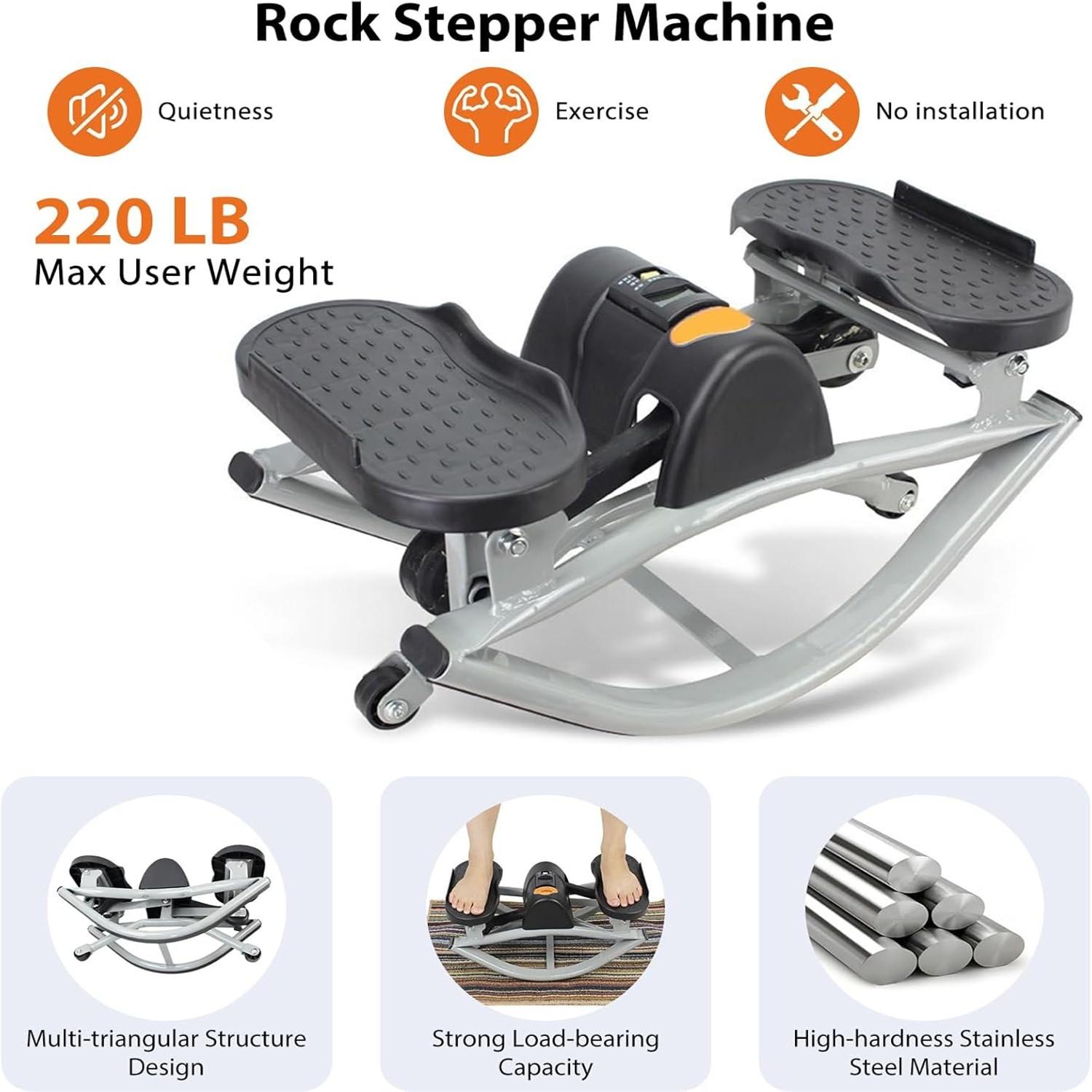 Low Impact Side Swing Fitness Stepper Machine, Knee & Joint Friendly, Home Exercise Equipment, Digital Display, Track Time, Calories, Legs, Glutes, Abs