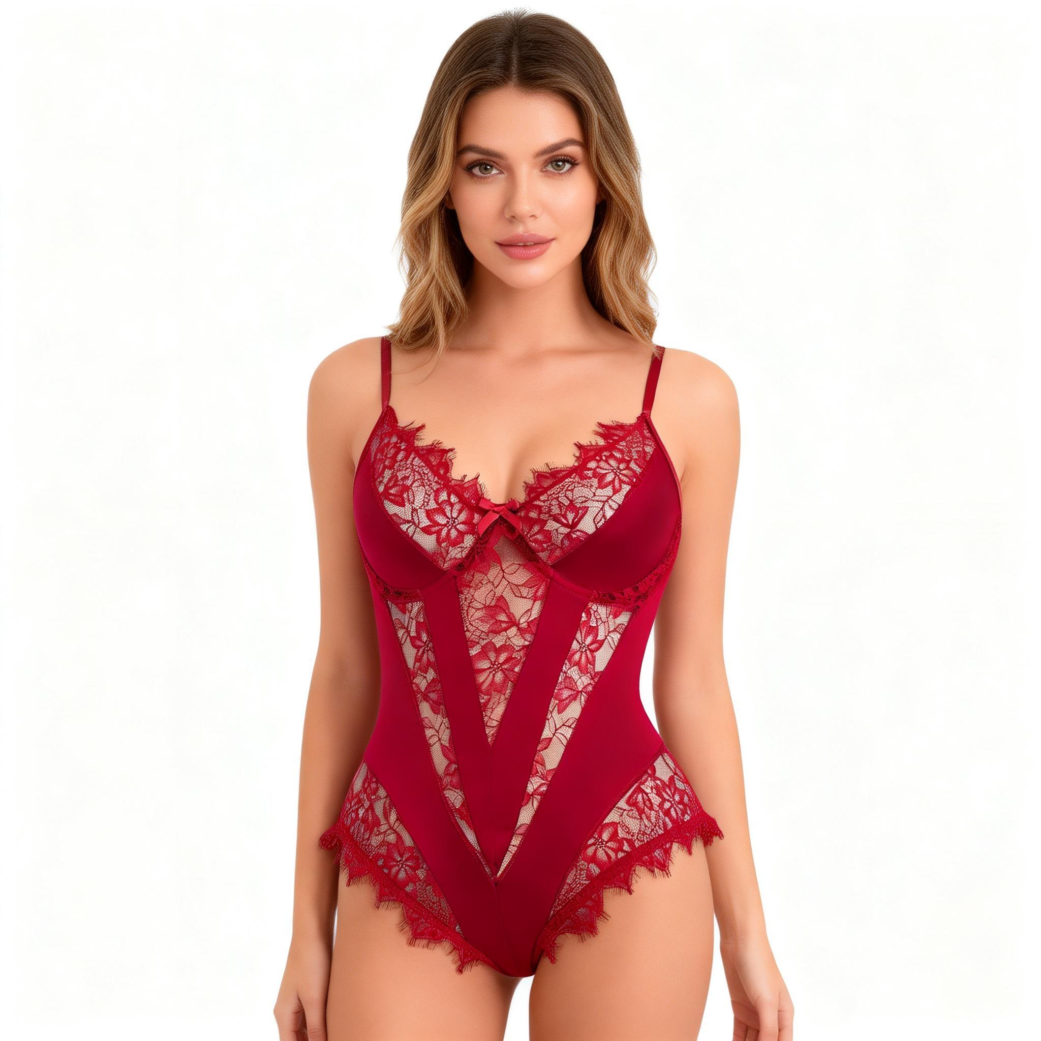 Women's Lace Bodysuit, Sexy Tight-Fitting One-Piece, Elegant and Chic Design, Perfect for Special Occasions, Comfortable and Stylish