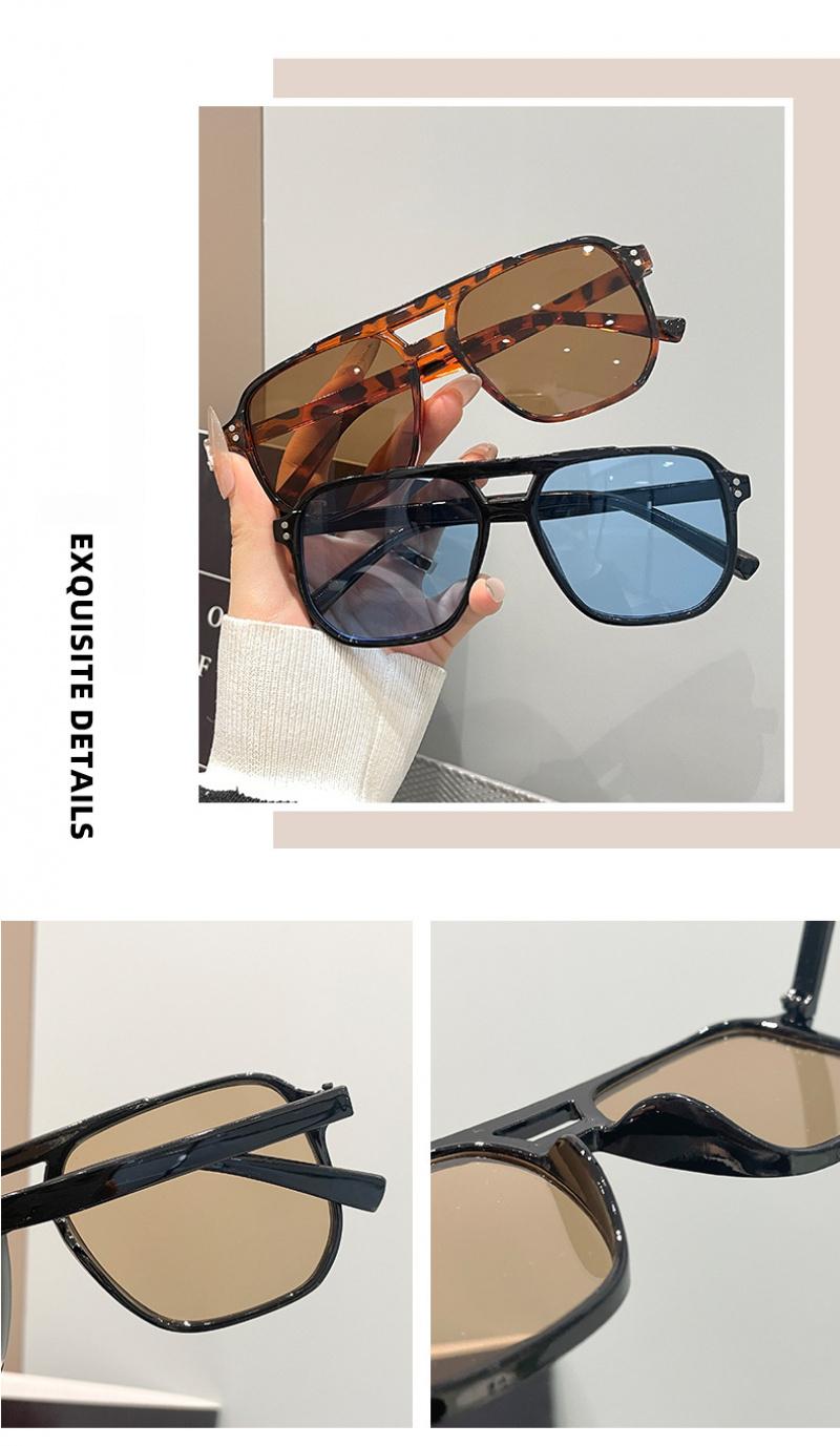 Square double-bridge fashion sunglasses for men and women, trendy street style, UV protection driving glasses, suitable for daily wear, outdoor activities, and blue light protection