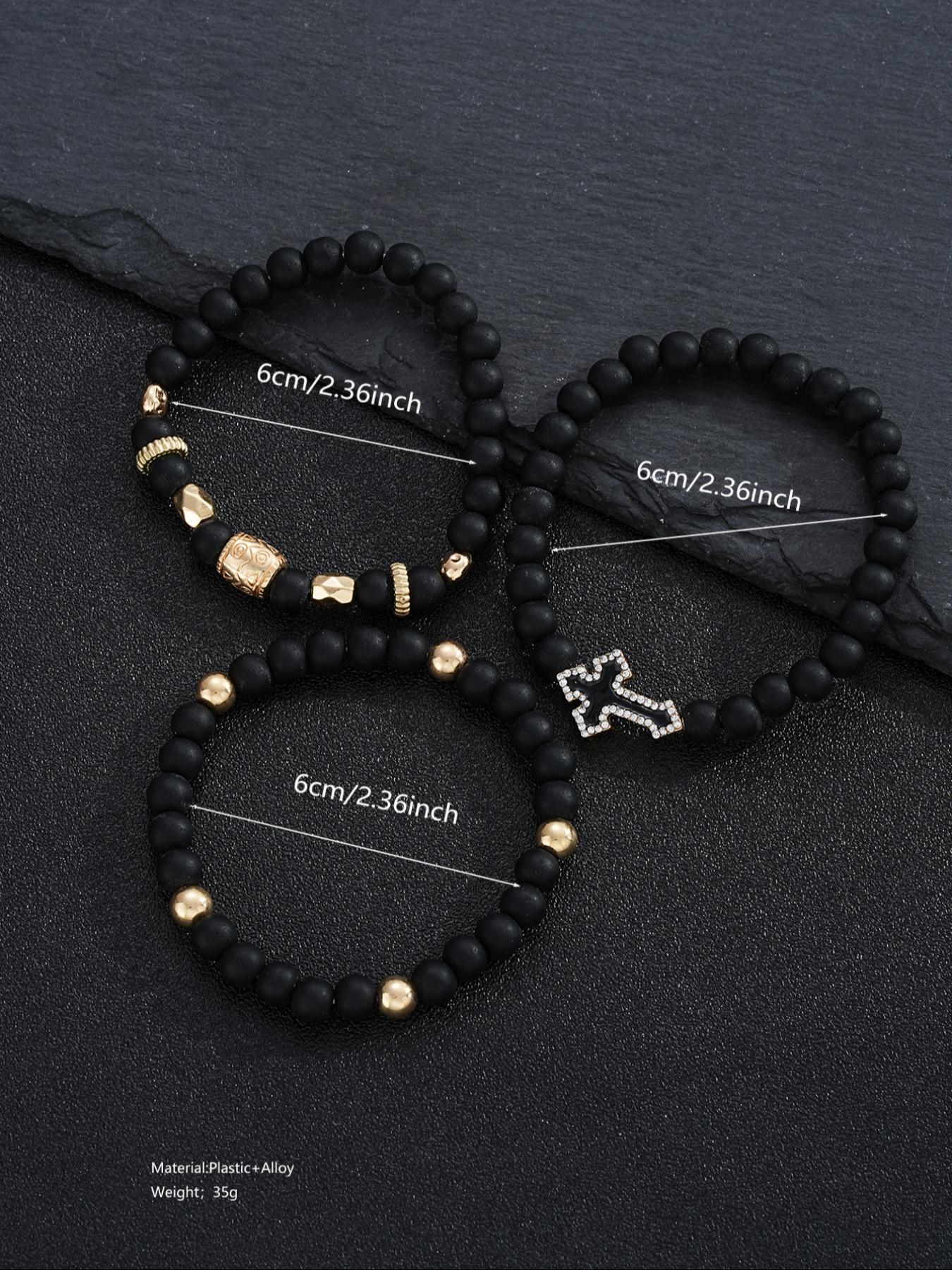 Men's Vintage Cross Beaded Bracelet, Word Bracelets, Fashion Jewelry for Party, Daily Clothing Decor, Trendy All-match & Exquisite Jewelry for Birthday Gift, Elegant Jewelry Bracelet, Bangles Bracelets Set