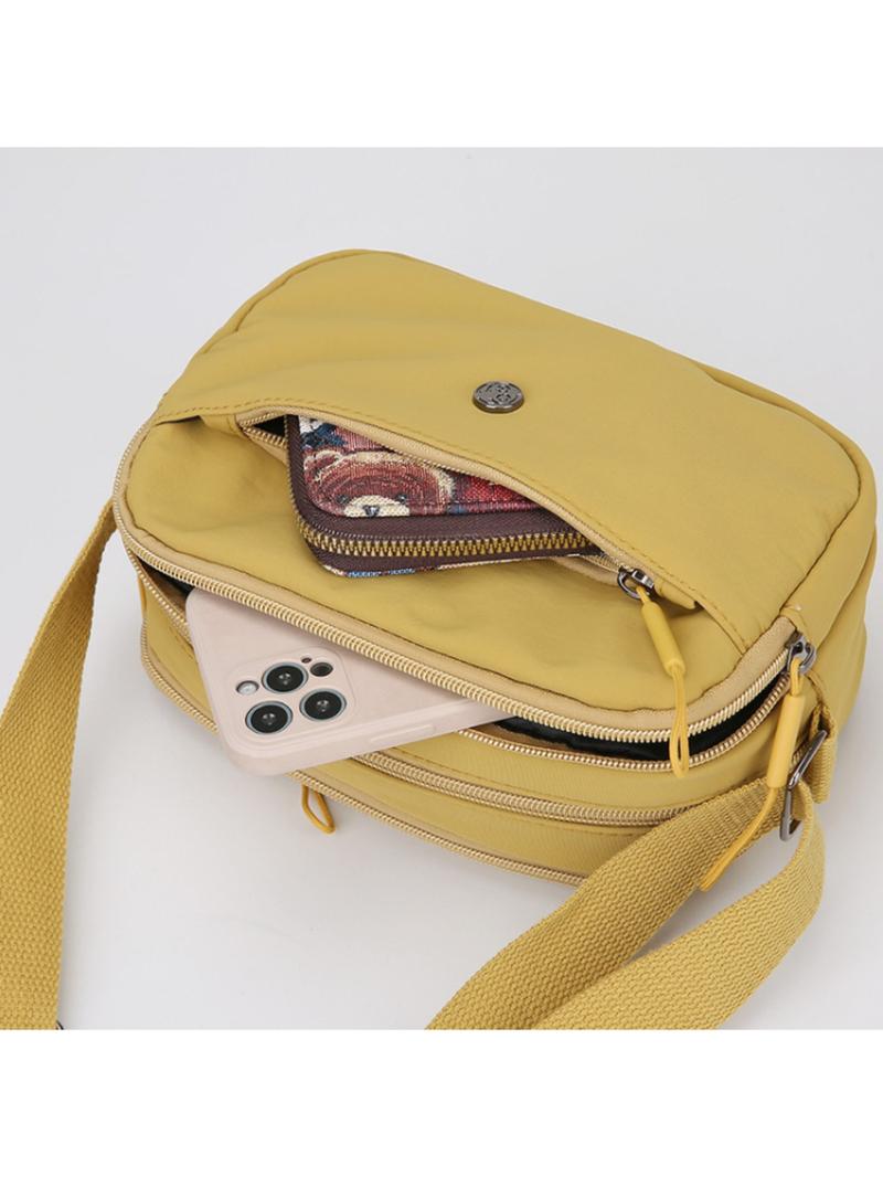 Women's Multifunctional Small Square Bag, Casual Multi-Layer Adjustable Crossbody Shoulder Bag, Lightweight Nylon Commuter Crossbody Bag