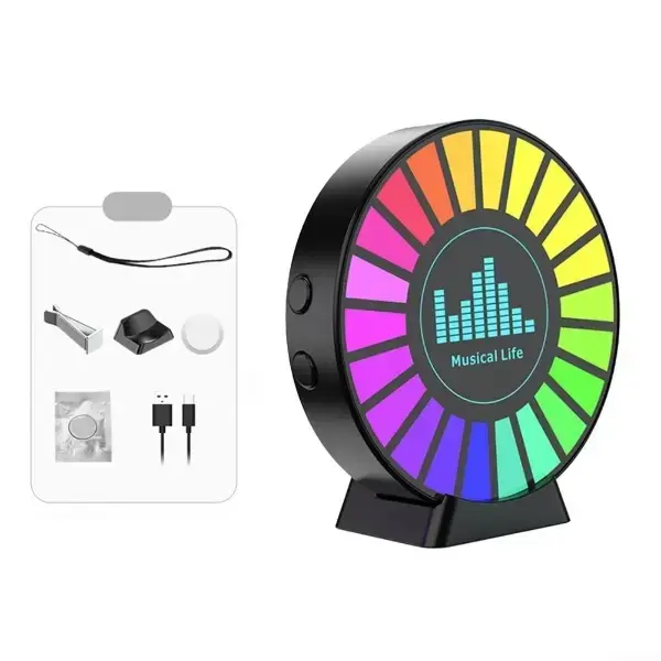 RGB Voice-Activated Aromatherapy Lamp, Multi-Color Vibration Sound Sensor Night Light, White Tea Gardenia Scented, USB Rechargeable Car Interior Decorative Desk Light for Bedroom & Gaming Room