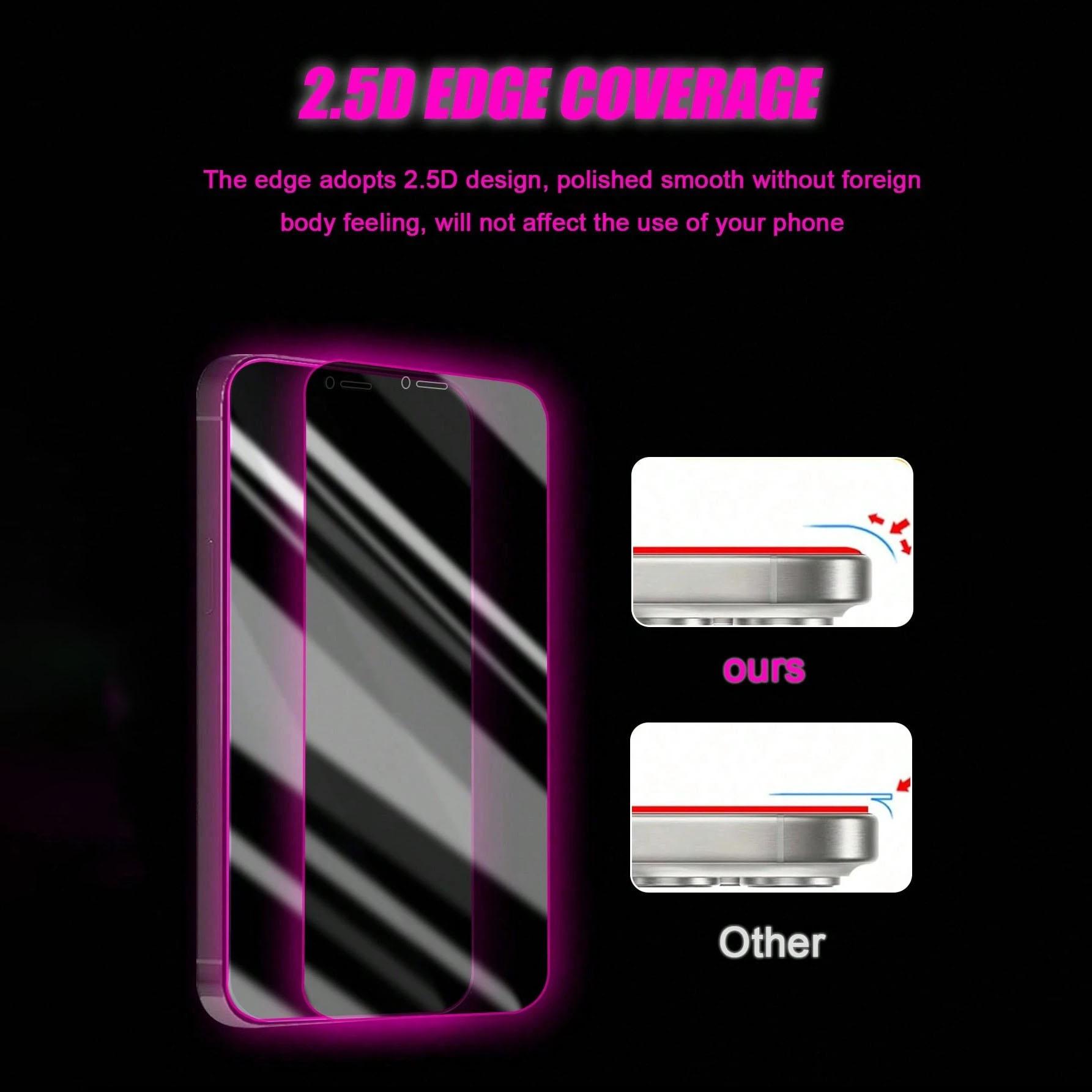 Glow in The Dark Privacy Screen Protector, 3 Counts Anti-peeping Tempered Glass Screen Protector, Phone Accessories Compatible with iPhone 11 12 13 14 15, Cover