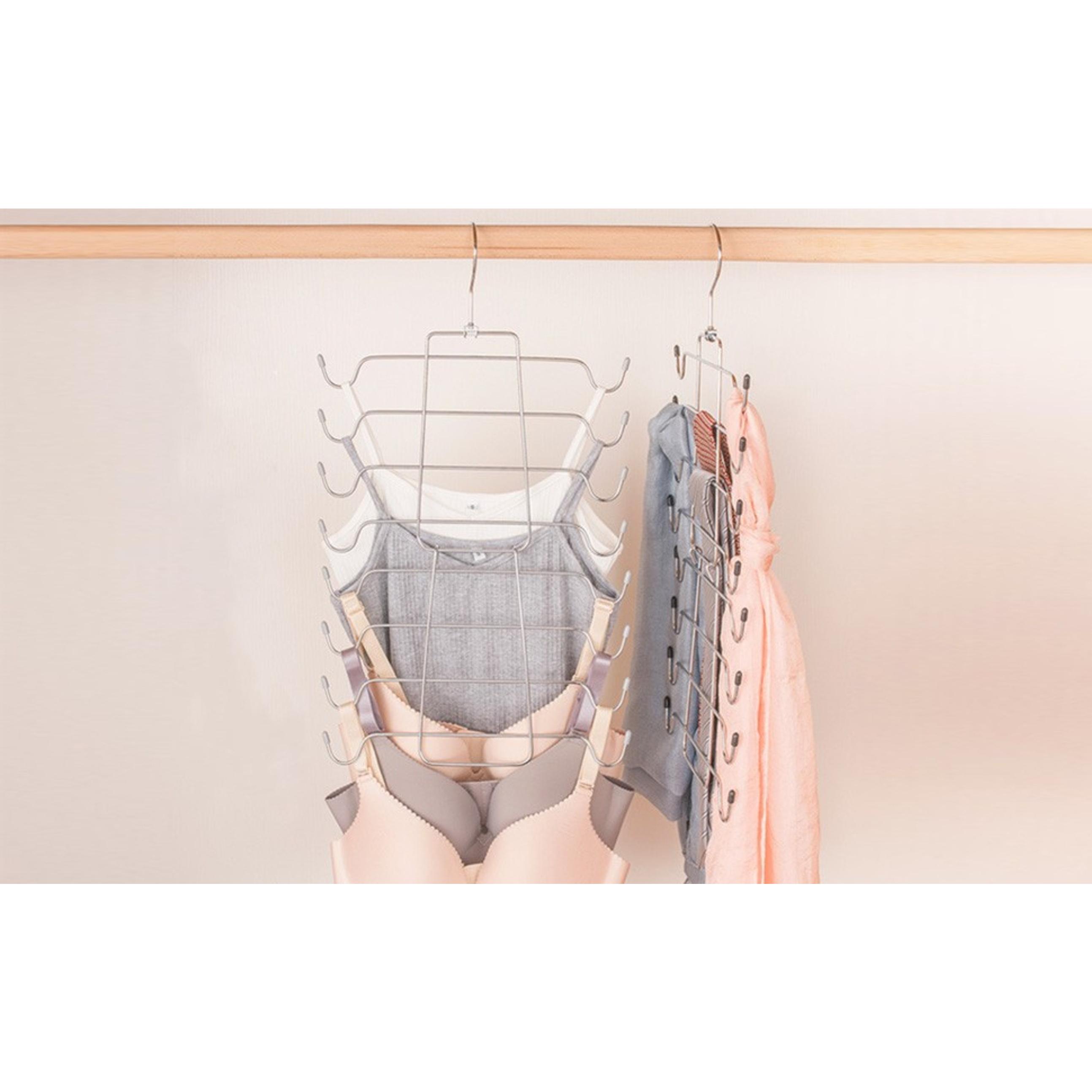 2 Pack Tank Top Hanger, Bra Organizer for Closet, Hanging Space Saving Sport Bra Lingerie Holder Closet Organizers and Storage, College Apartment Essentials, Silver