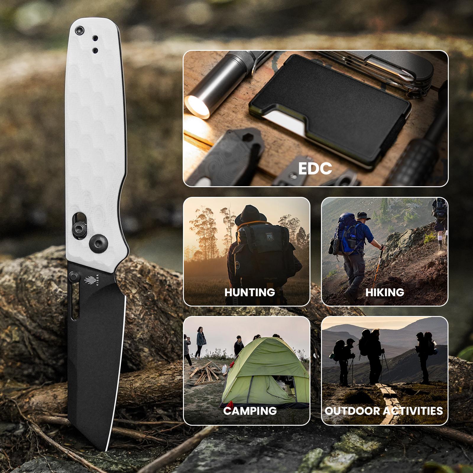 Kizer Task NitroV White G10 -3.04 " Black V3641A1 Outdoor Camping Knives Portable Multipurpose Knives