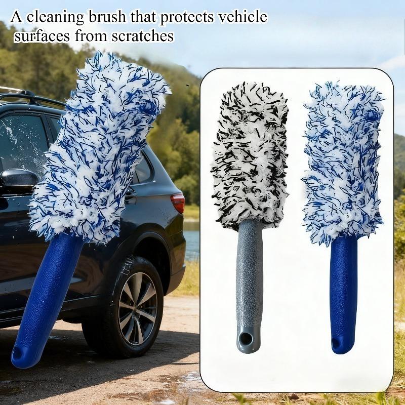 2pcs Wheel Cleaning Brush Set with Soft Bristles for Deep Cleaning, Scratch-Free Vehicle Surface Protection, Durable Plastic Handle, Ideal for Car, Truck, and Motorcycle Wheel Detailing, High-Quality Wheel Cleaning Tool, Efficient Car Detailing