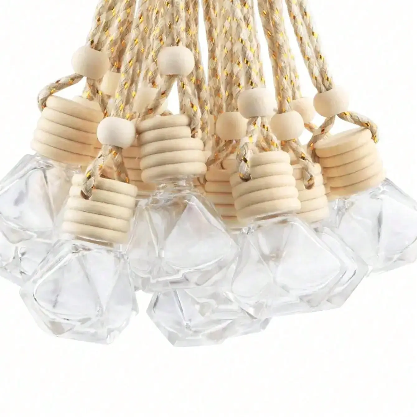 10-Pack Car Perfume Bottles, Hanging Decorative Fragrance Dispenser, Glass Empty Vials, Vehicle Scent Diffusers, Automotive Aromatherapy Accessories