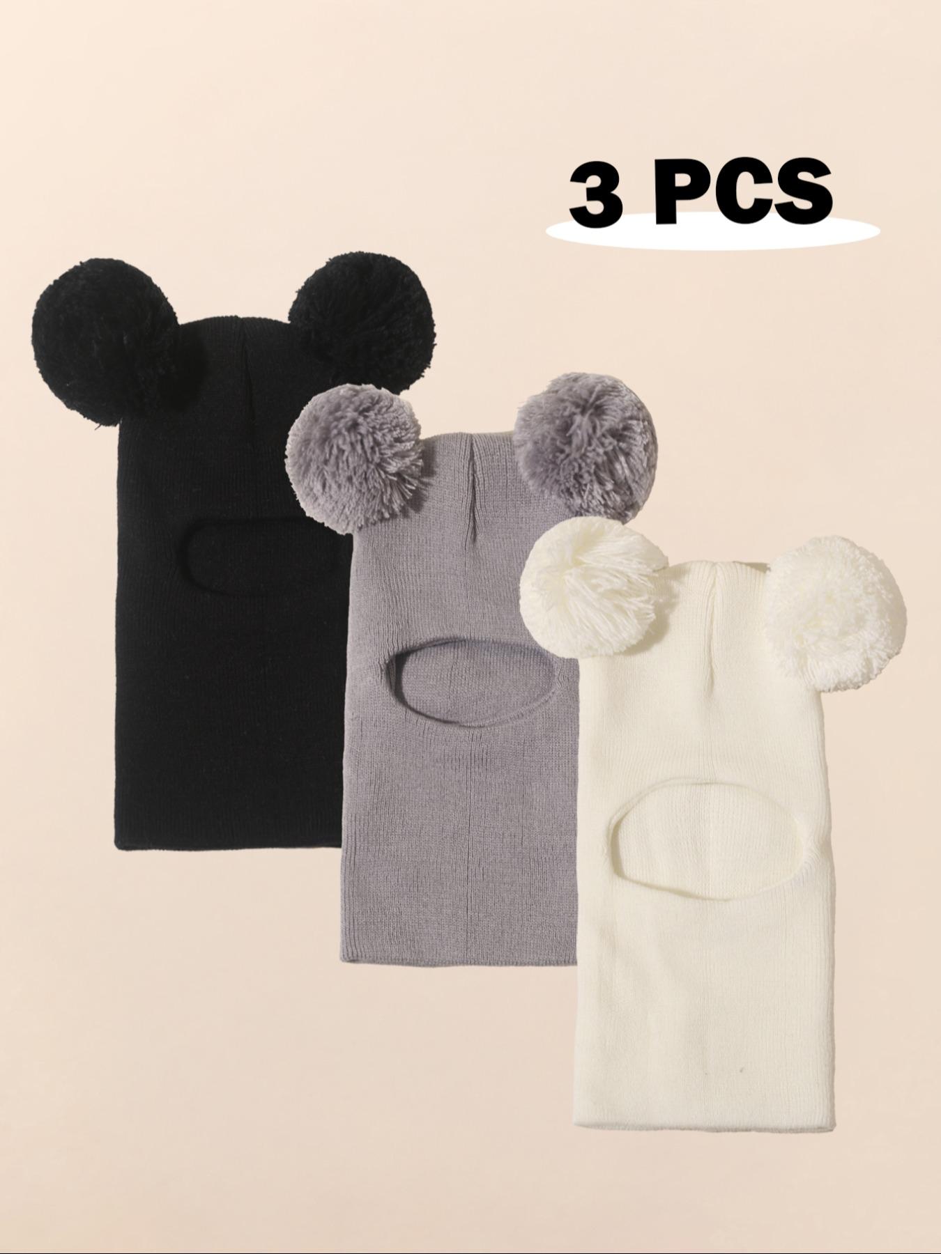 Pom Pom Knit Hat for Babies 1-3 Years Old, Warm Winter Beanie for Outdoor Use, Casual Style Daily Cap, Moderate Fabric Thickness, Winter Skull Cap