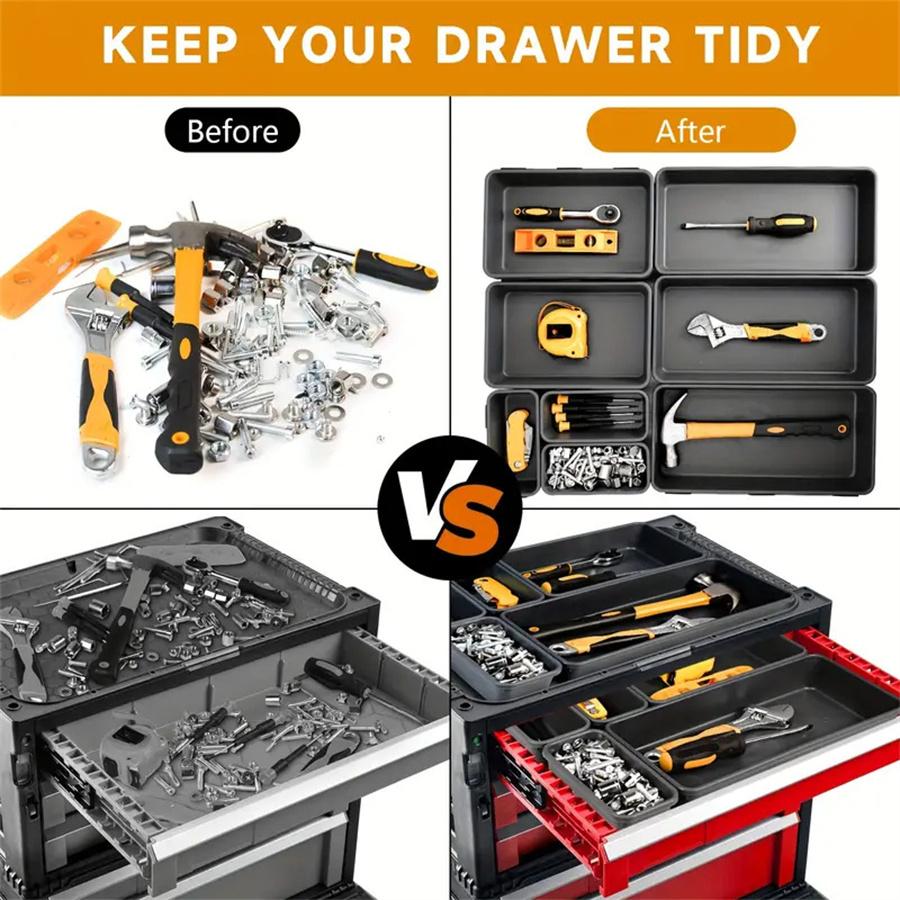 16 Piece Stackable Drawer Organizer Set, Desktop Drawer Dividers, Cosmetic Storage Box, Makeup Tray, Organization Solution