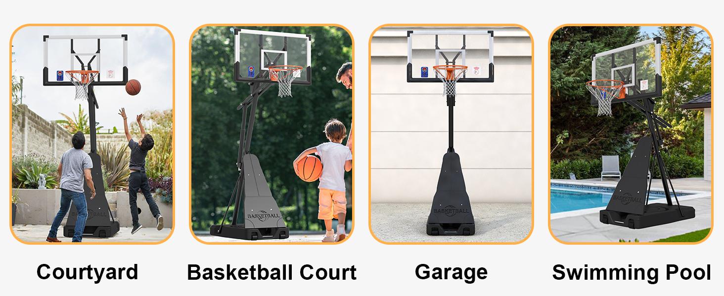 Cofiyard Portable 44/54 Inch Basketball Rack with LRD Light, Shockproof and Non-Fragile, Adjustable Height from 5.25 to 10 Feet, With Sandbags, Suitable for Children and Adults, Family Fitness Use Cofiyard Portable 44/54 Inch Basketball Rack with LRD Light, Shockproof and Non-Fragile, Adjustable Height from 5.25 to 10 Feet, With Sandbags, Suitable for Children and Adults, Family Fitness Use