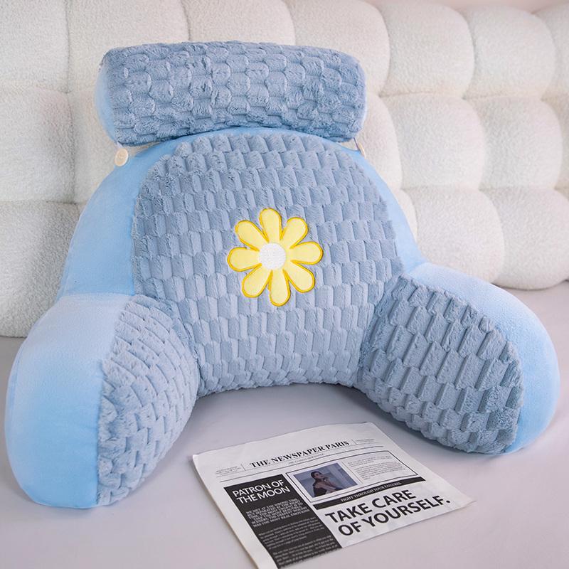 Extra Large Reading Pillow with Detachable Neck Roll, Plush Bed Rest Pillow for Adults, Perfect for TV Gaming Relaxing at Home