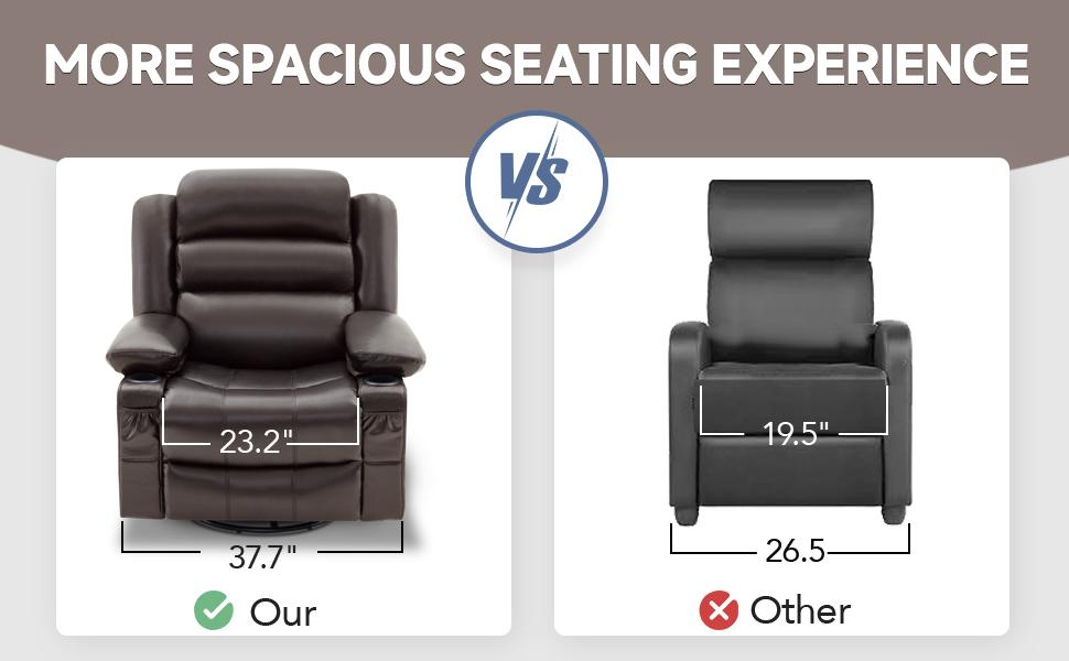 Rocker Recliner Chair with Heat and Massage, 360° Swivel Recliner Chairs for Adults, Oversized Recliner Single Sofa Seat with Cup Holders, Lazy Boy Recliner Single Sofa Seat