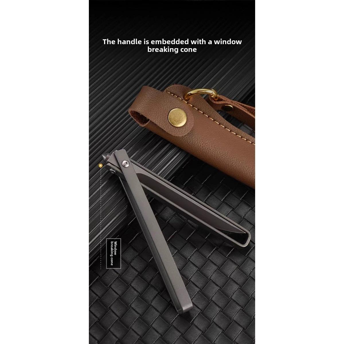 Pocket multi-function outdoor EDC folding knife portable knife stainless steel fruit knife high hardness with leather case, camping hiking, gift