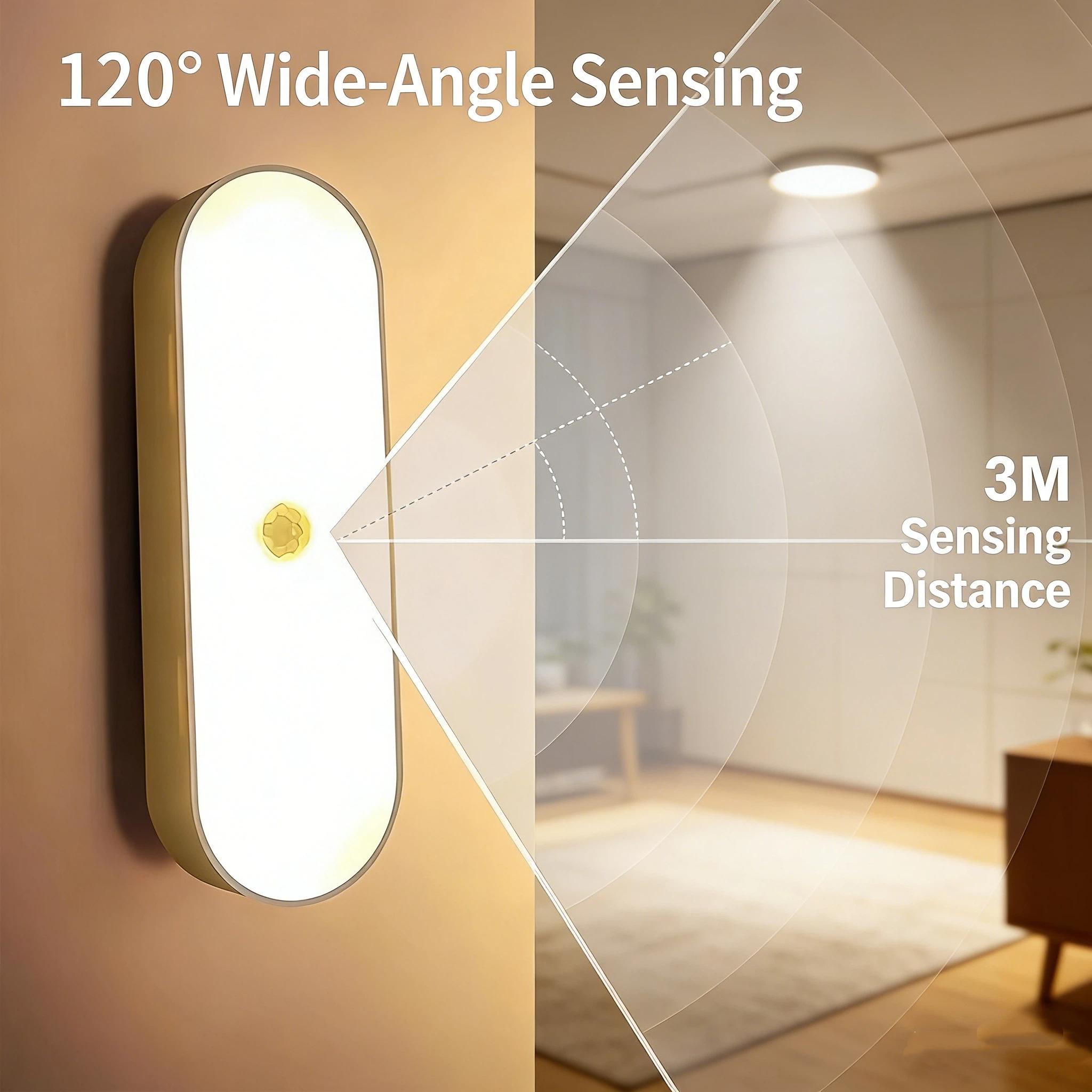 LED Motion Sensor Night Light Magnetic Charging Sound Control Lamp, Wireless Hallway Wall Bedside Staircase Induction Light