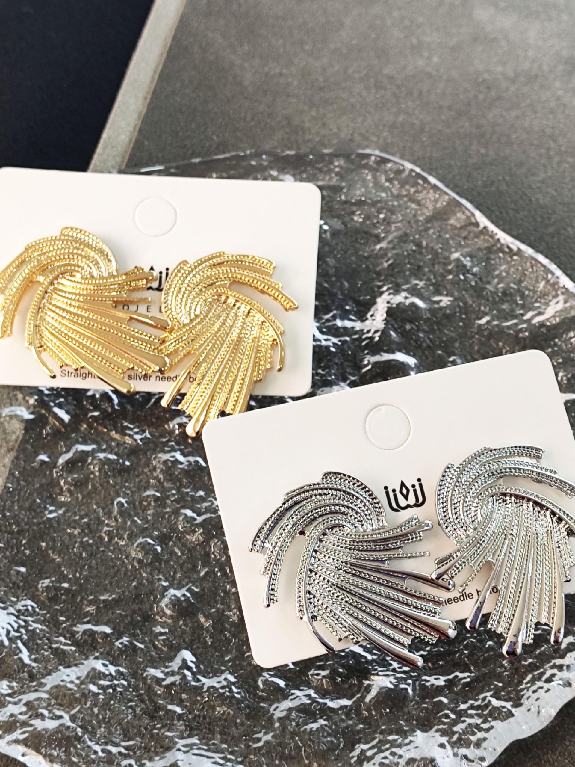 Vintage Hong Kong Style Firework Earrings, Plated, Non-Fading, Irregular Design, Perfect for Women Daily Parties Holidays